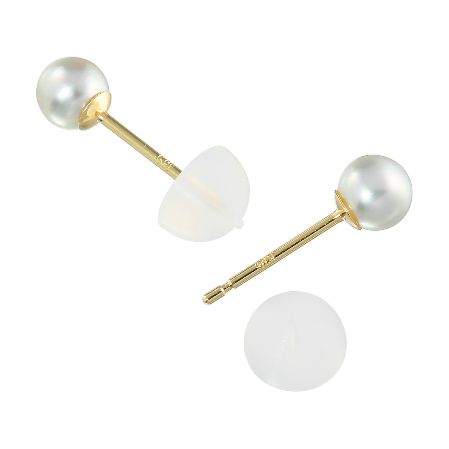 ペルラジオーネ １８Ｋ ブルーグレー 無調色ベビーアコヤパール ピアス