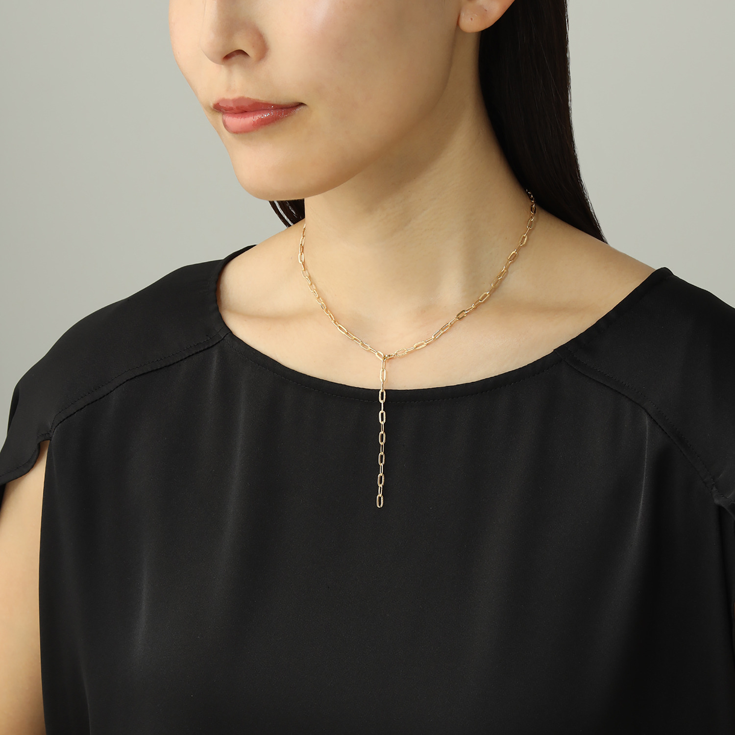 ジュウ １８Ｋ ブレイドデザイン ペーパークリップ チェーンネックレス