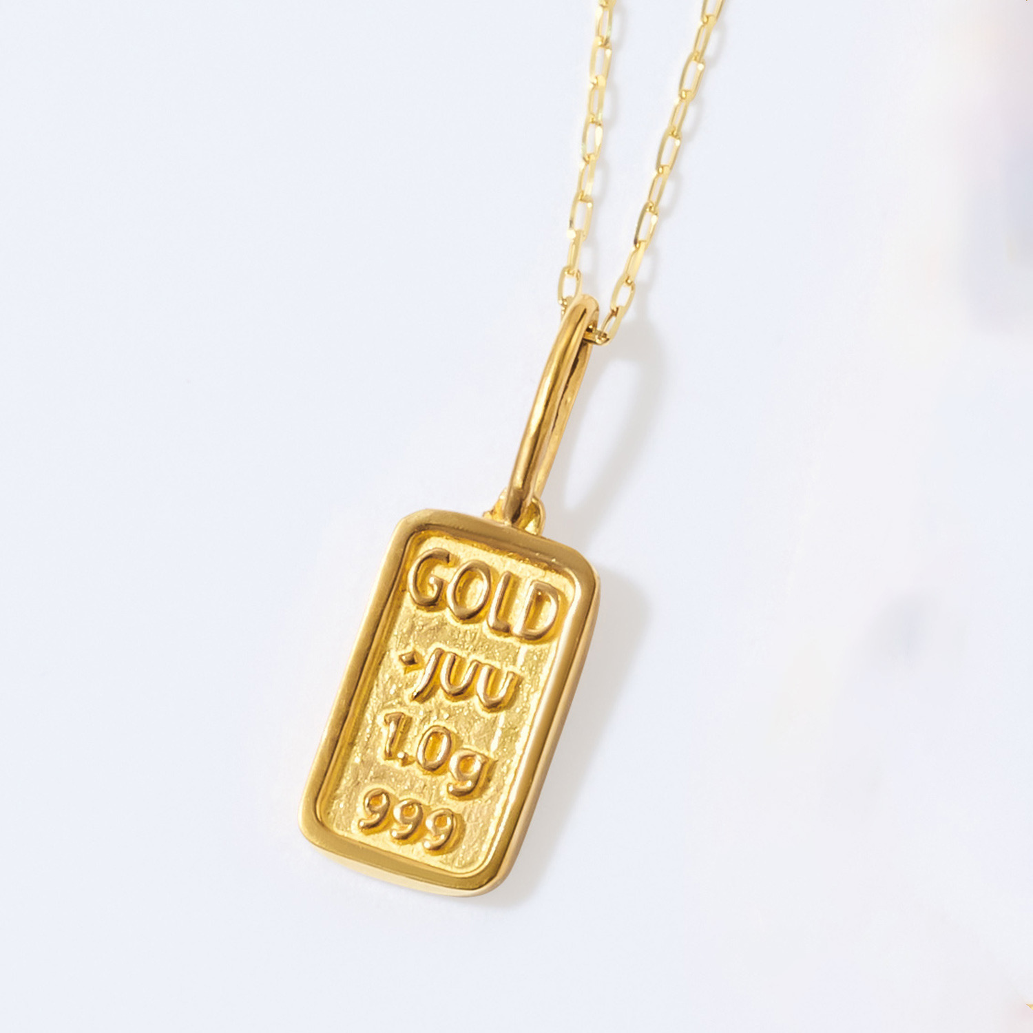 ジュウ 純金 １ｇ　インゴット ミニチュアバー（Ｒ） ペンダントトップ