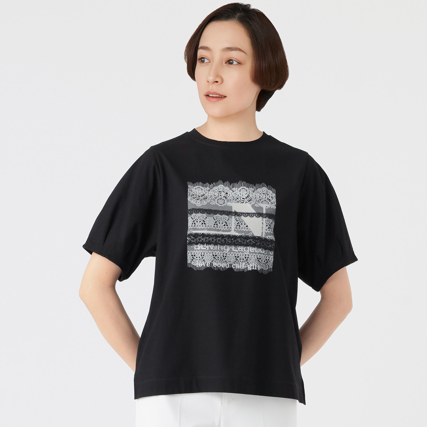 ノーボノーボ フォトプリント タック袖Ｔシャツ