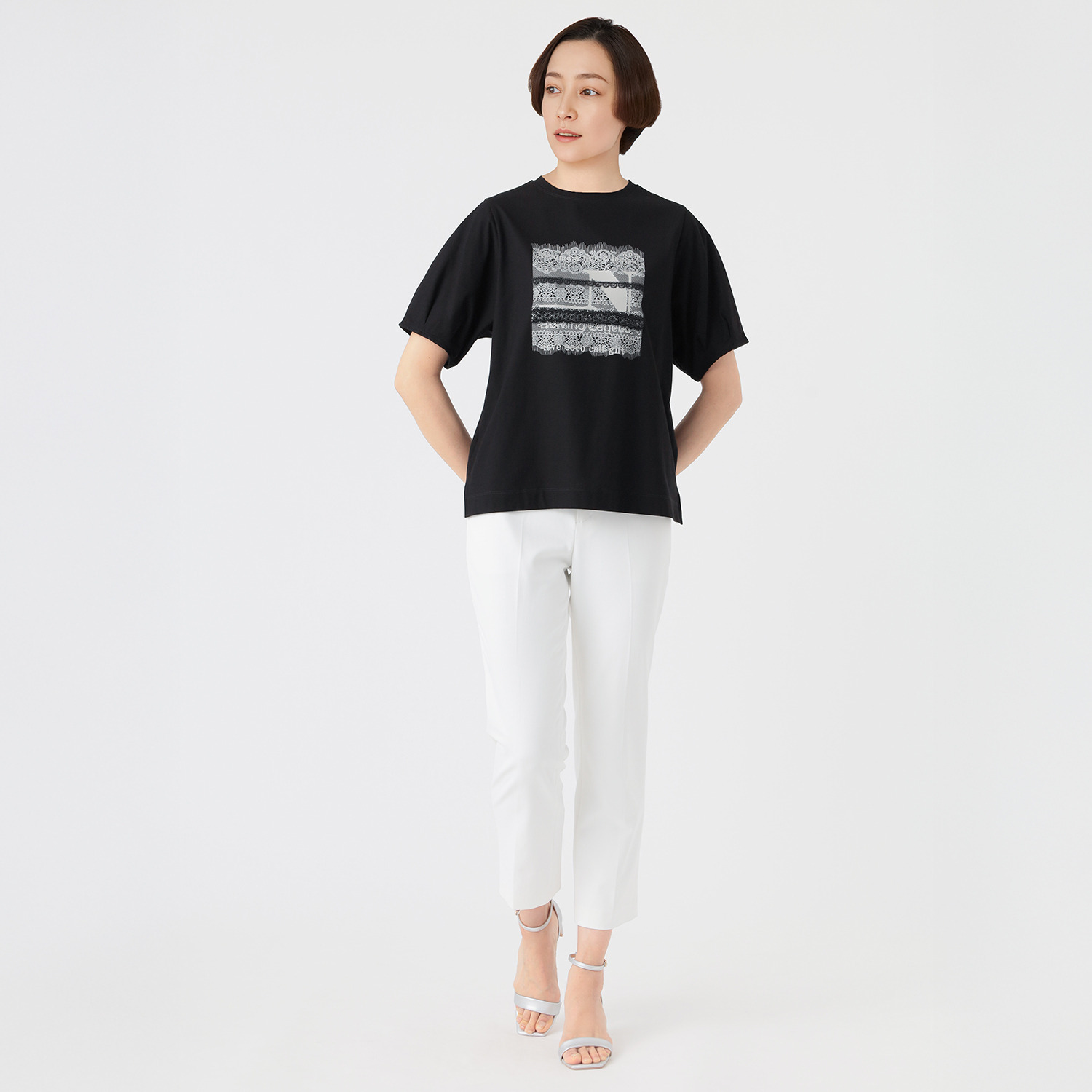 ノーボノーボ フォトプリント タック袖Ｔシャツ