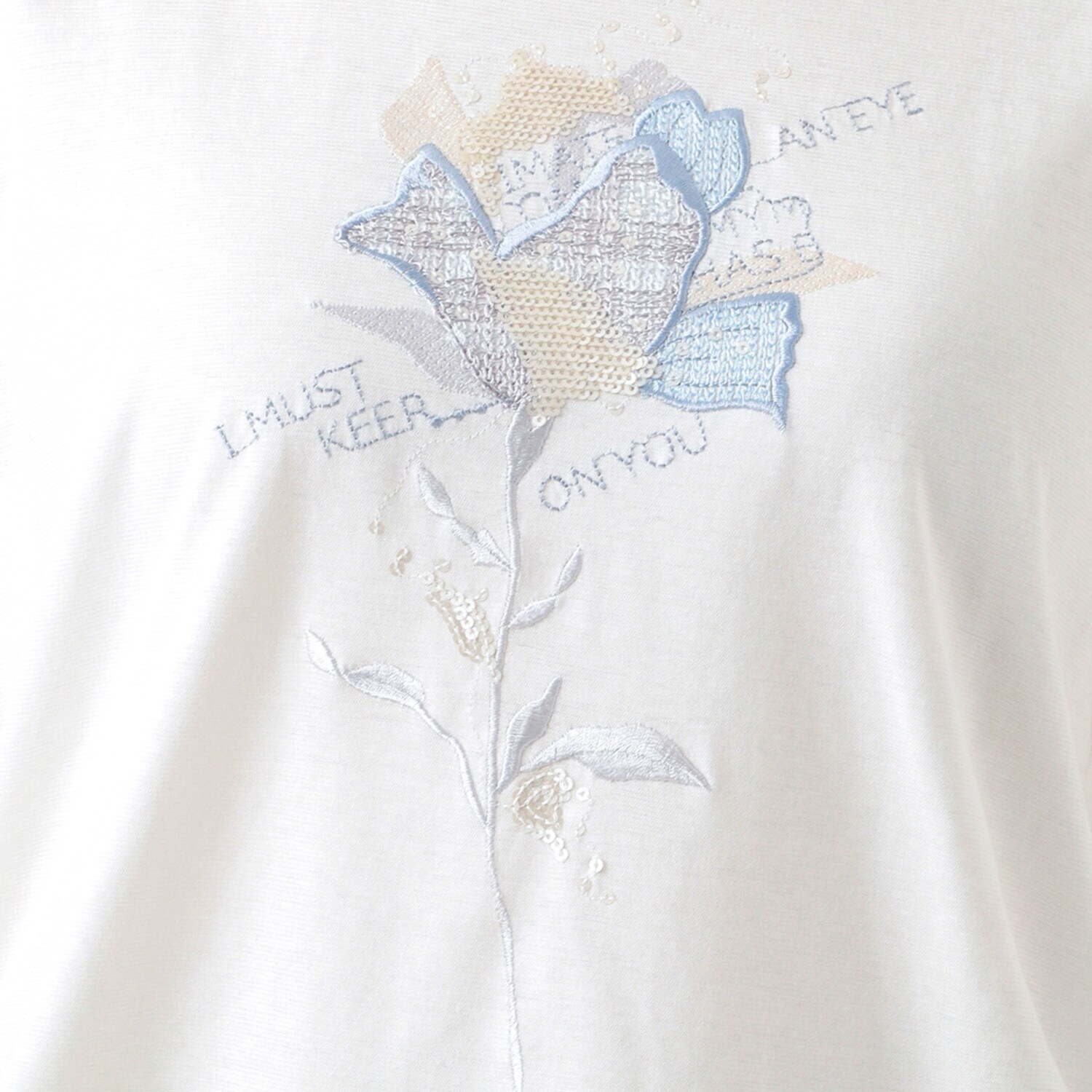 ノーボノーボ ローズ刺しゅう ドローストリングデザイン Ｔシャツ