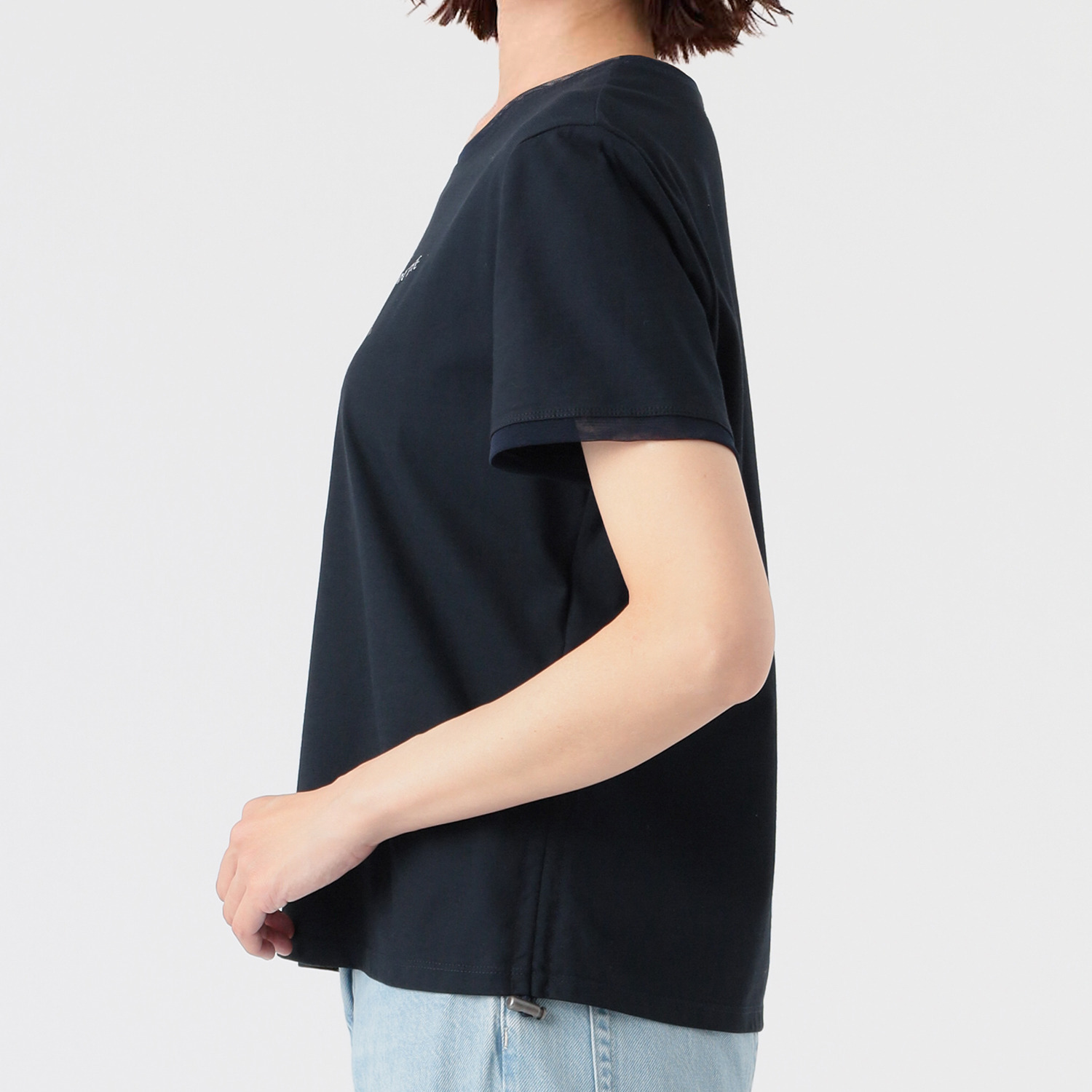ノーボノーボ ローズ刺しゅう ドローストリングデザイン Ｔシャツ