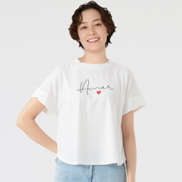 ノーボノーボ ロゴプリント ひら袖デザイン Ｔシャツ