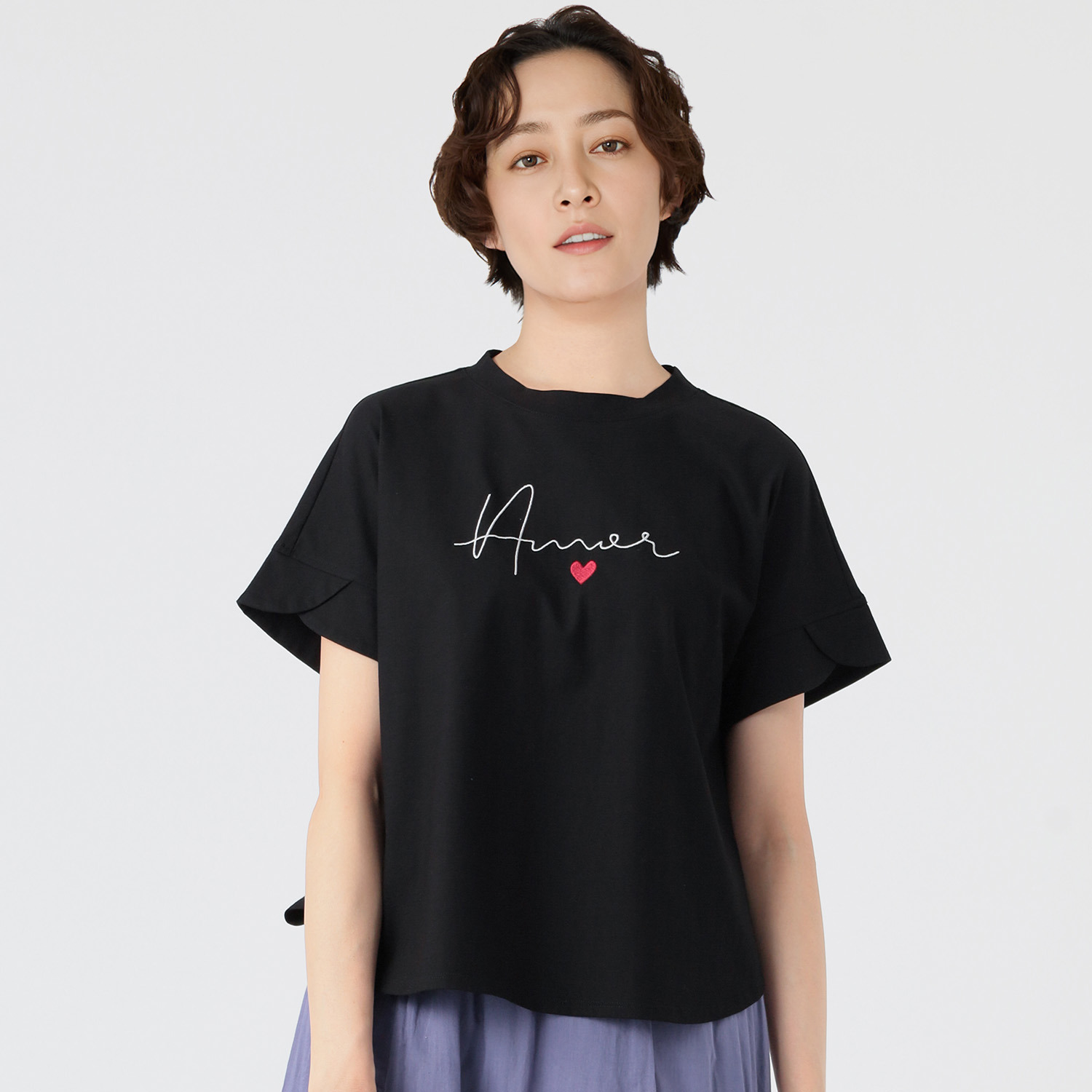 ノーボノーボ ロゴプリント ひら袖デザイン Ｔシャツ