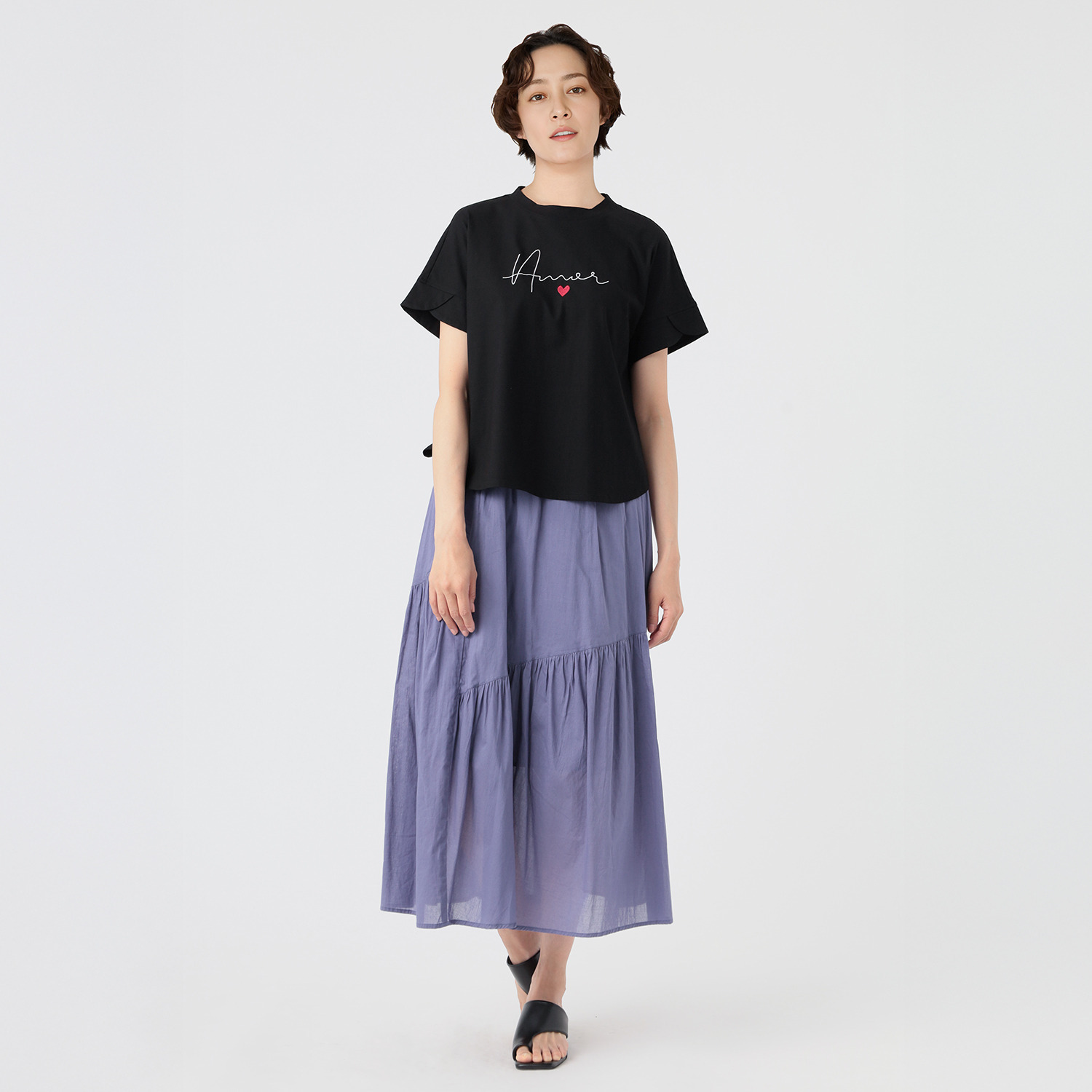 ノーボノーボ ロゴプリント ひら袖デザイン Ｔシャツ