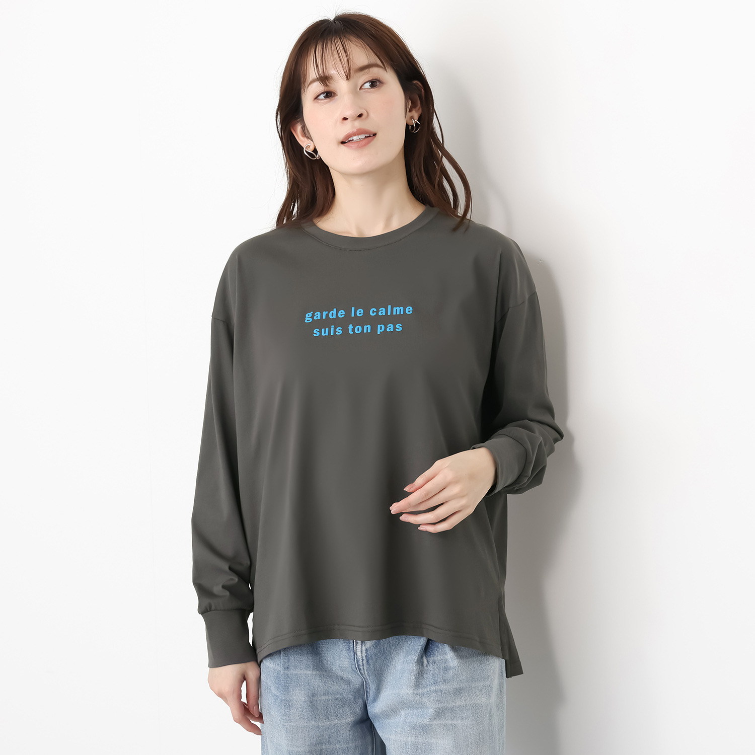 エムエムオー 接触冷感 クルーネック プリントロングＴシャツ