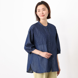 エムエムオー デニム 刺しゅうブラウス