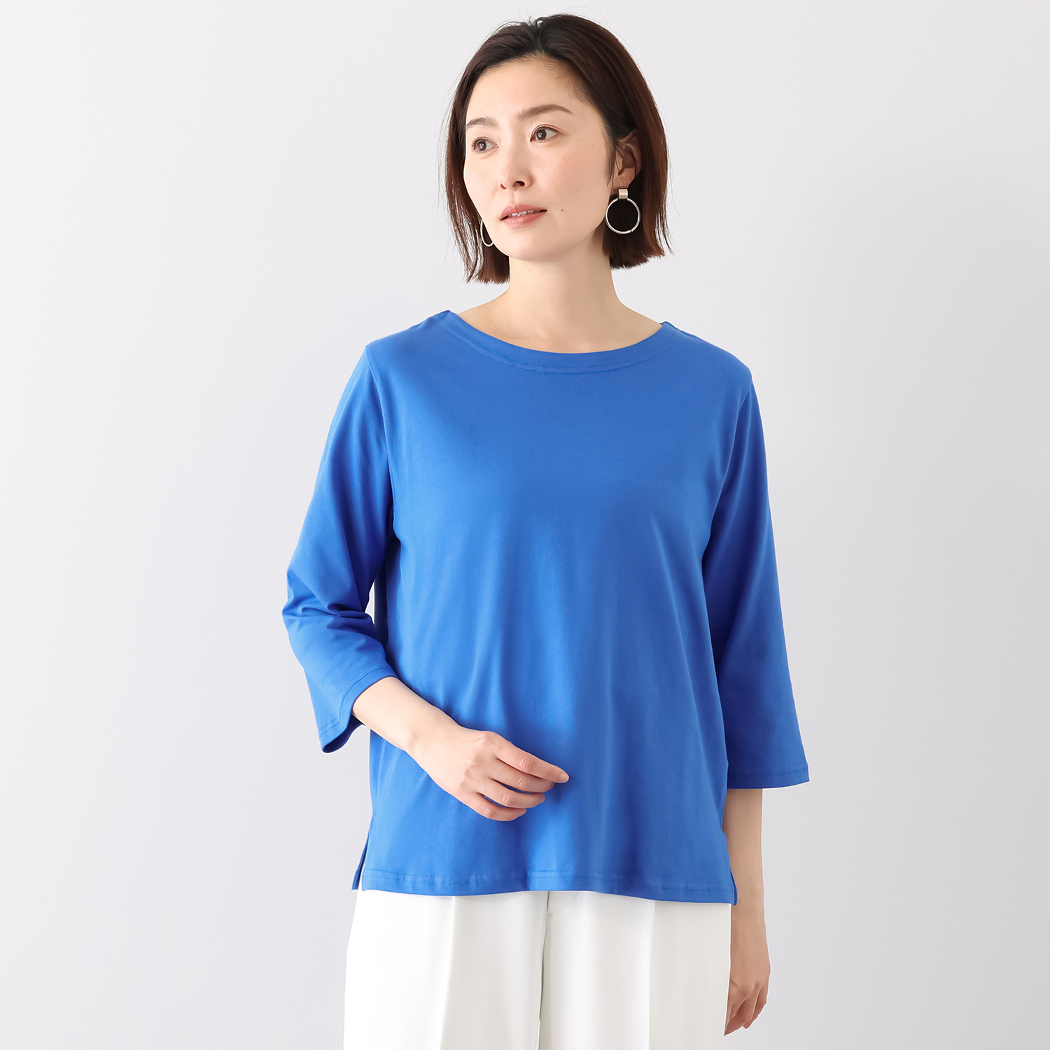 エムエムオー 綿１００％ ボートネック ベーシック七分袖 プルオーバー