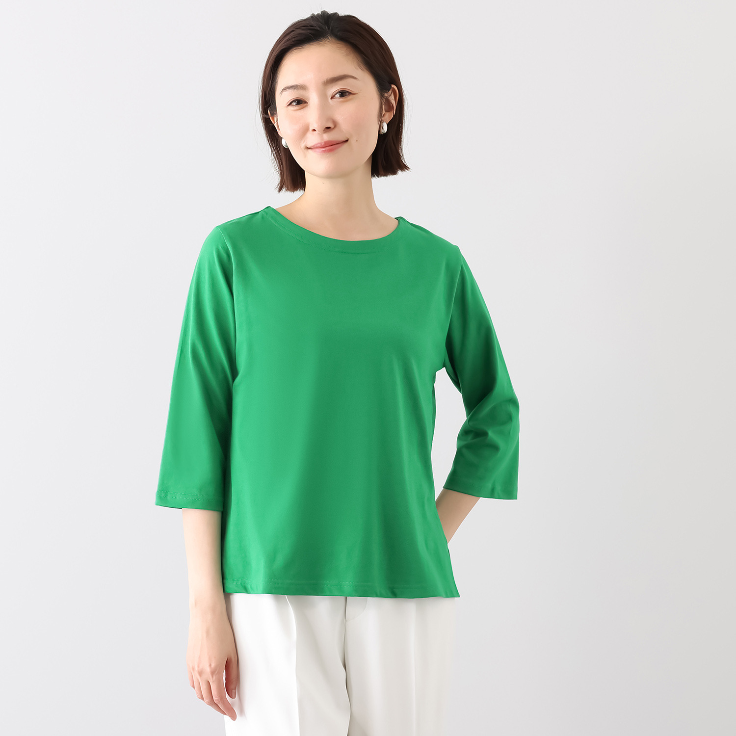 エムエムオー 綿１００％ ボートネック ベーシック七分袖 プルオーバー