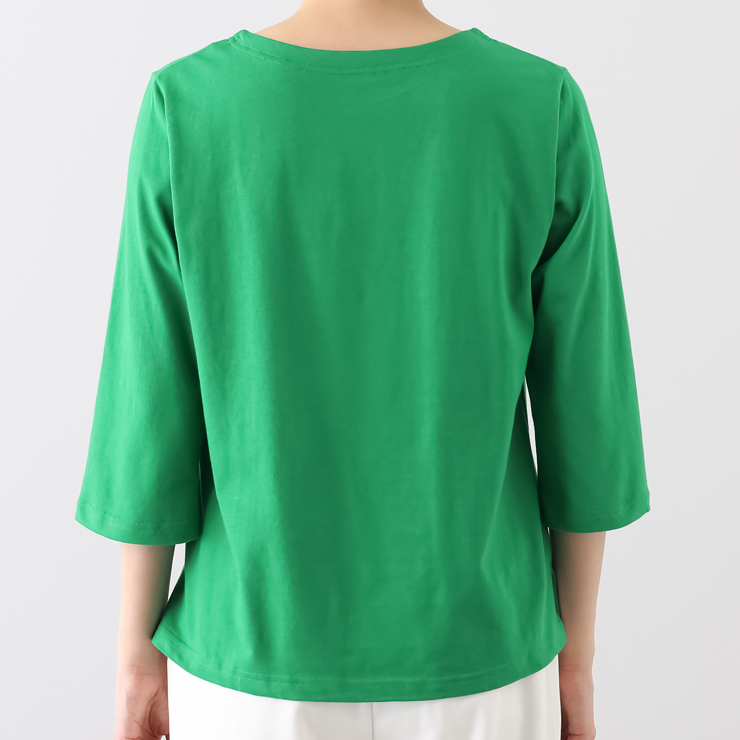 エムエムオー 綿１００％ ボートネック ベーシック七分袖 プルオーバー