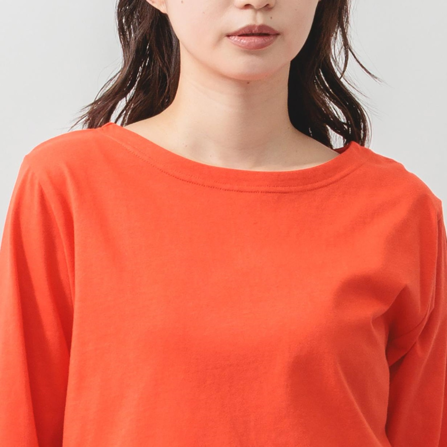 エムエムオー 綿１００％ ボートネック ベーシック七分袖 プルオーバー