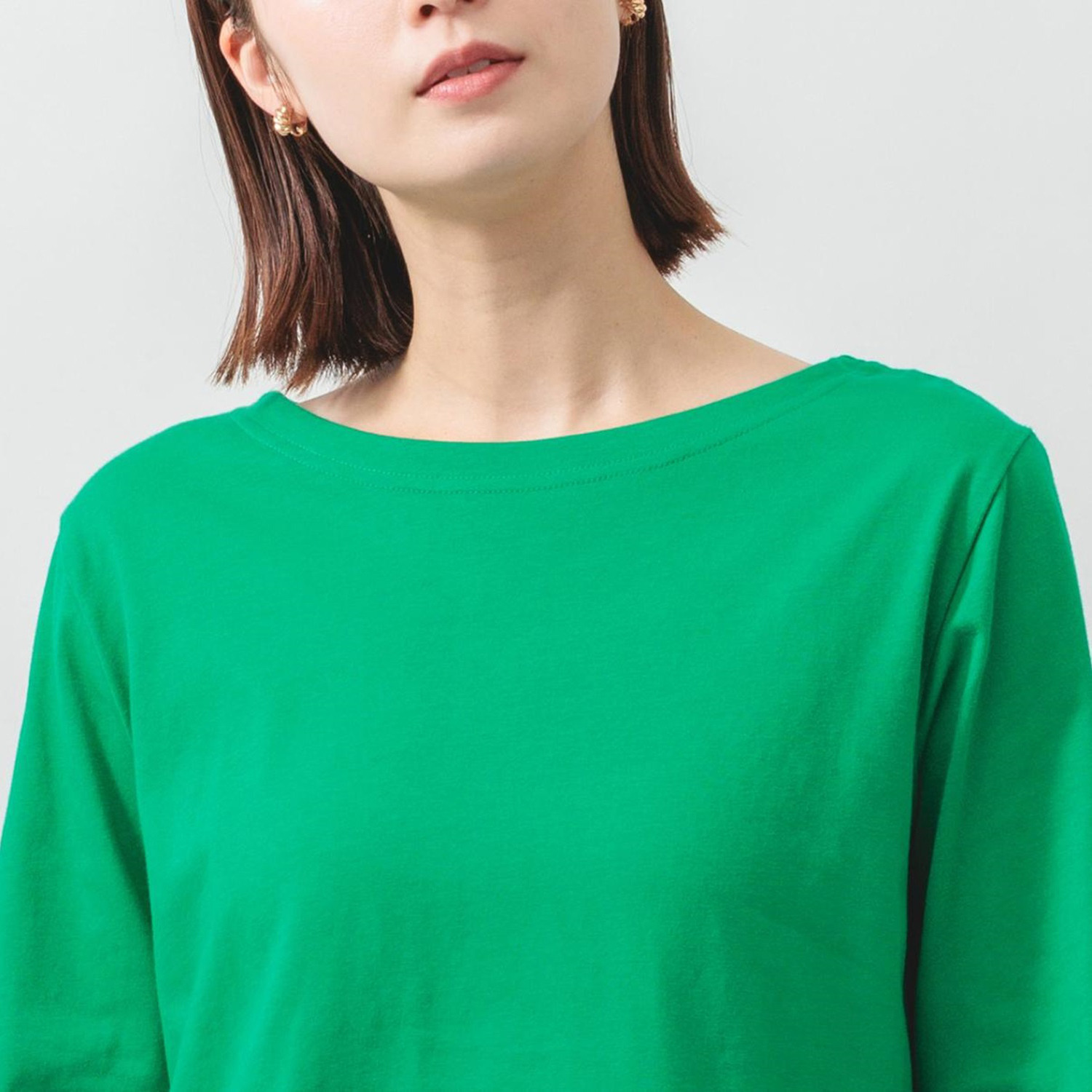 エムエムオー 綿１００％ ボートネック ベーシック七分袖 プルオーバー