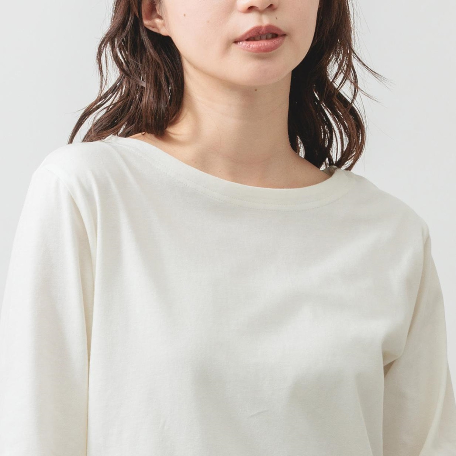 エムエムオー 綿１００％ ボートネック ベーシック七分袖 プルオーバー