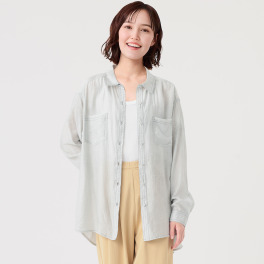 アリュメット デニム風プリント セミシアーシャツ