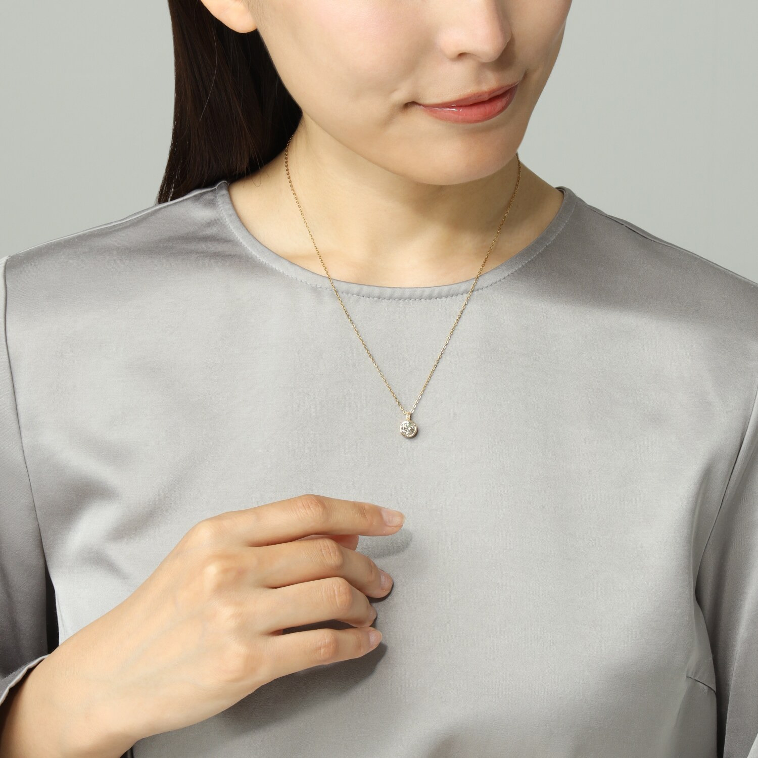 レステクール １８Ｋ １カラットＵＰ シャンパンカラー ダイヤモンド ペンダントトップ ＜鑑別書付＞