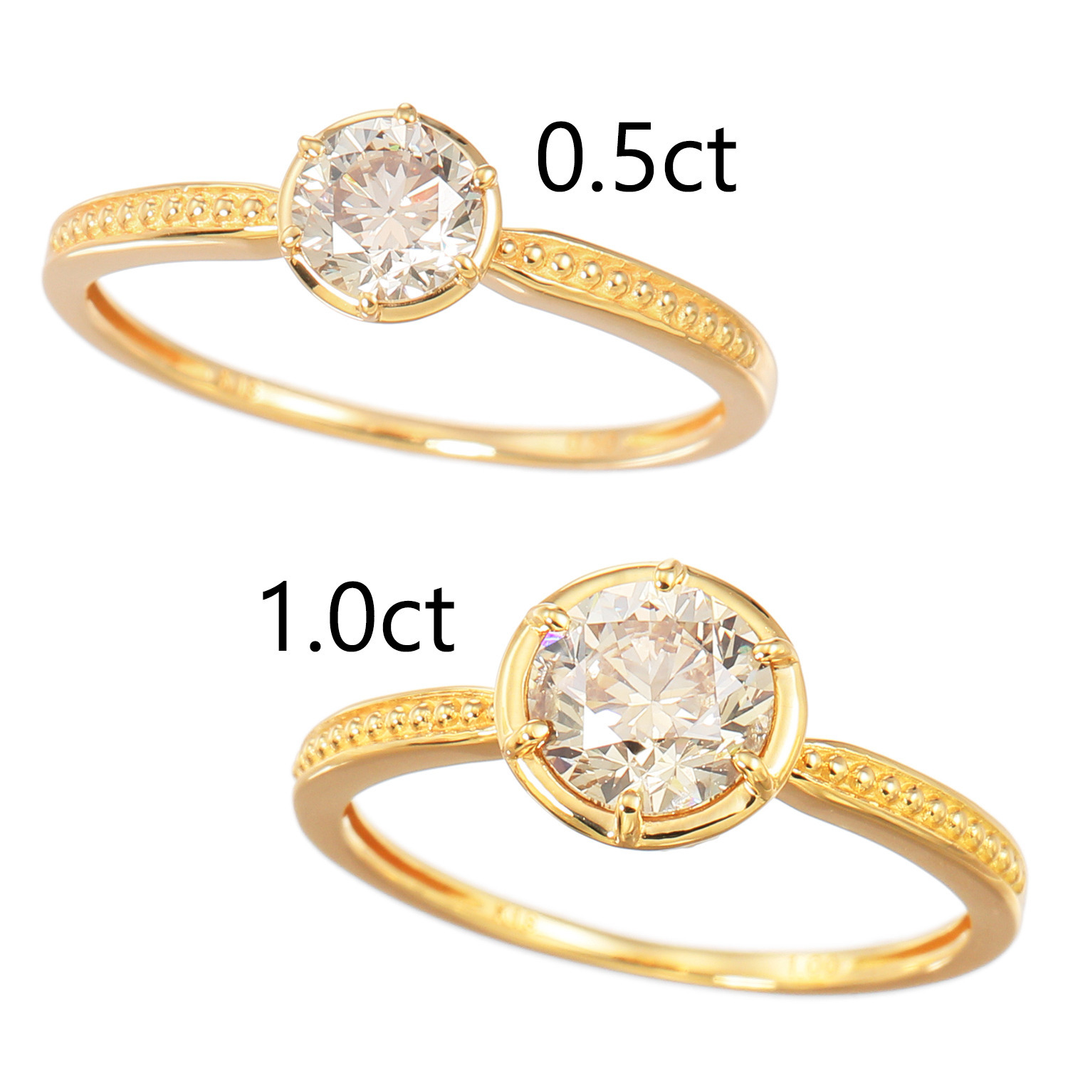 レステクール １８Ｋ ０．５カラットＵＰ シャンパンカラー ダイヤモンド リング