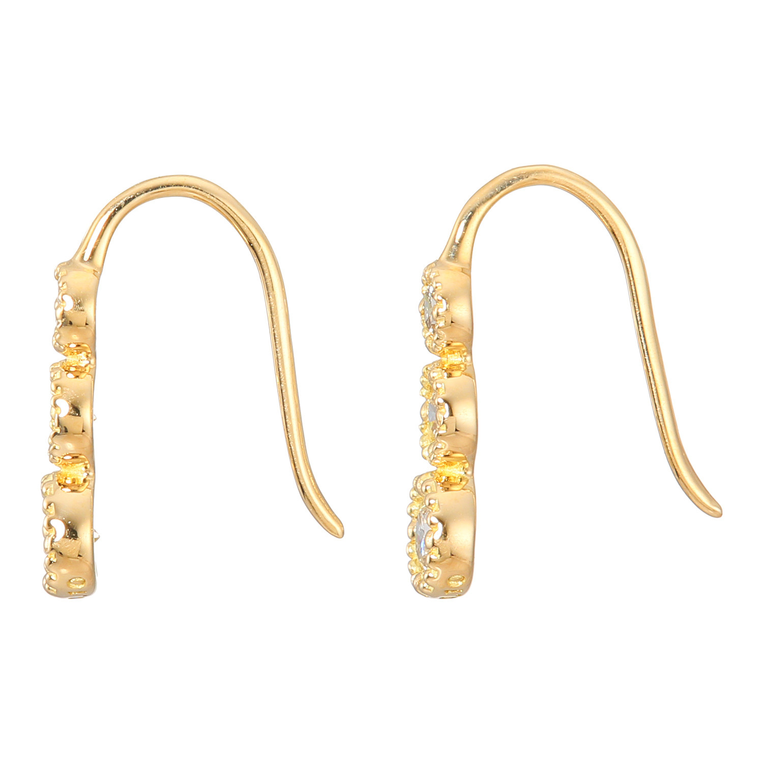 レステクール １８Ｋ シャンパンカラー ダイヤモンド スリーストーン グラデーションピアス