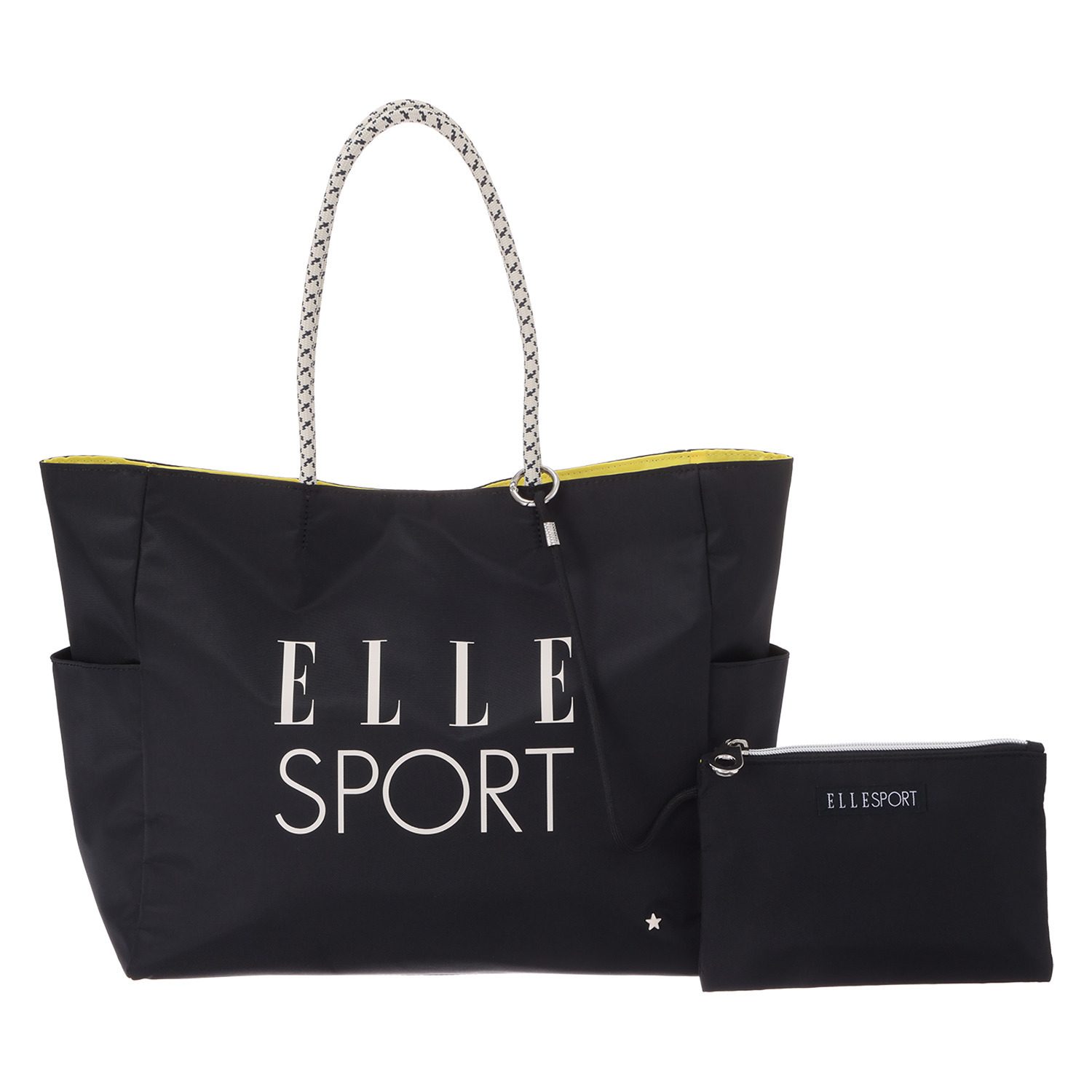 ＥＬＬＥ　ＳＰＯＲＴ はっ水　軽量 ロープハンドル トートバッグ 脱着式ファスナーポーチ付