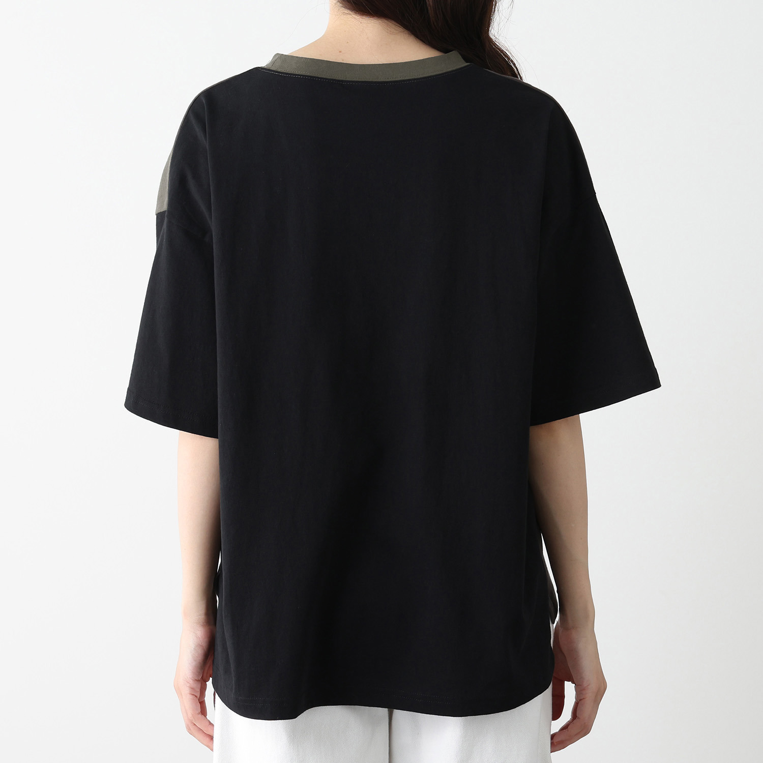 スカラー ネコ柄 バイカラーＴシャツ