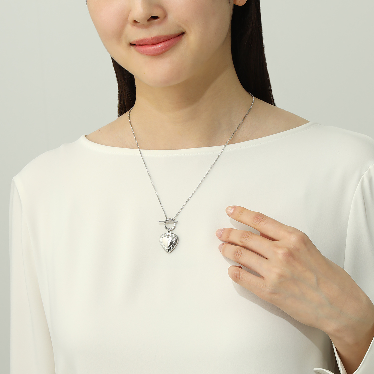 ステロ ステンレス ハートシェイプ ロケットネックレス