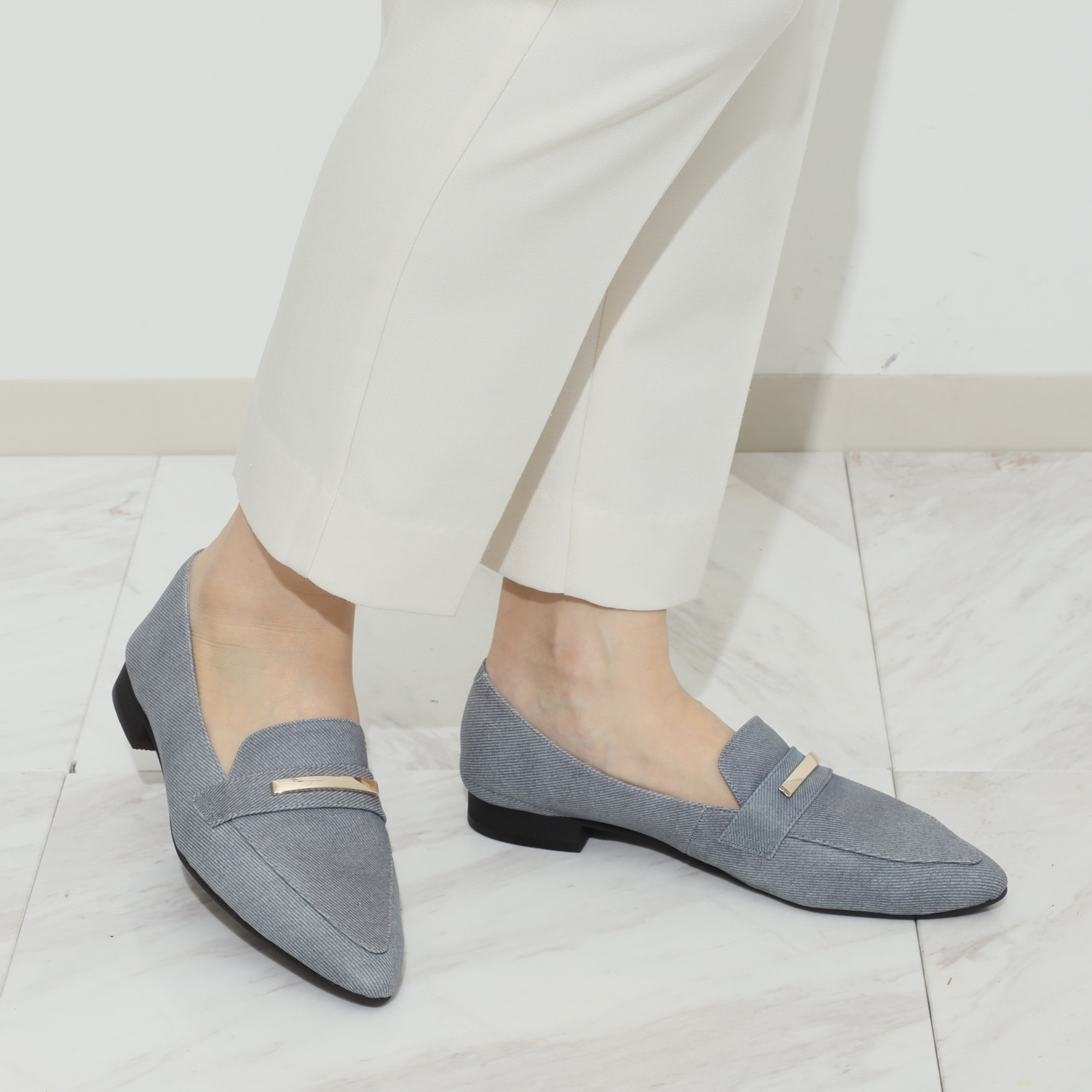 卑弥呼 メタルバー ポインテッドトゥ ローファー