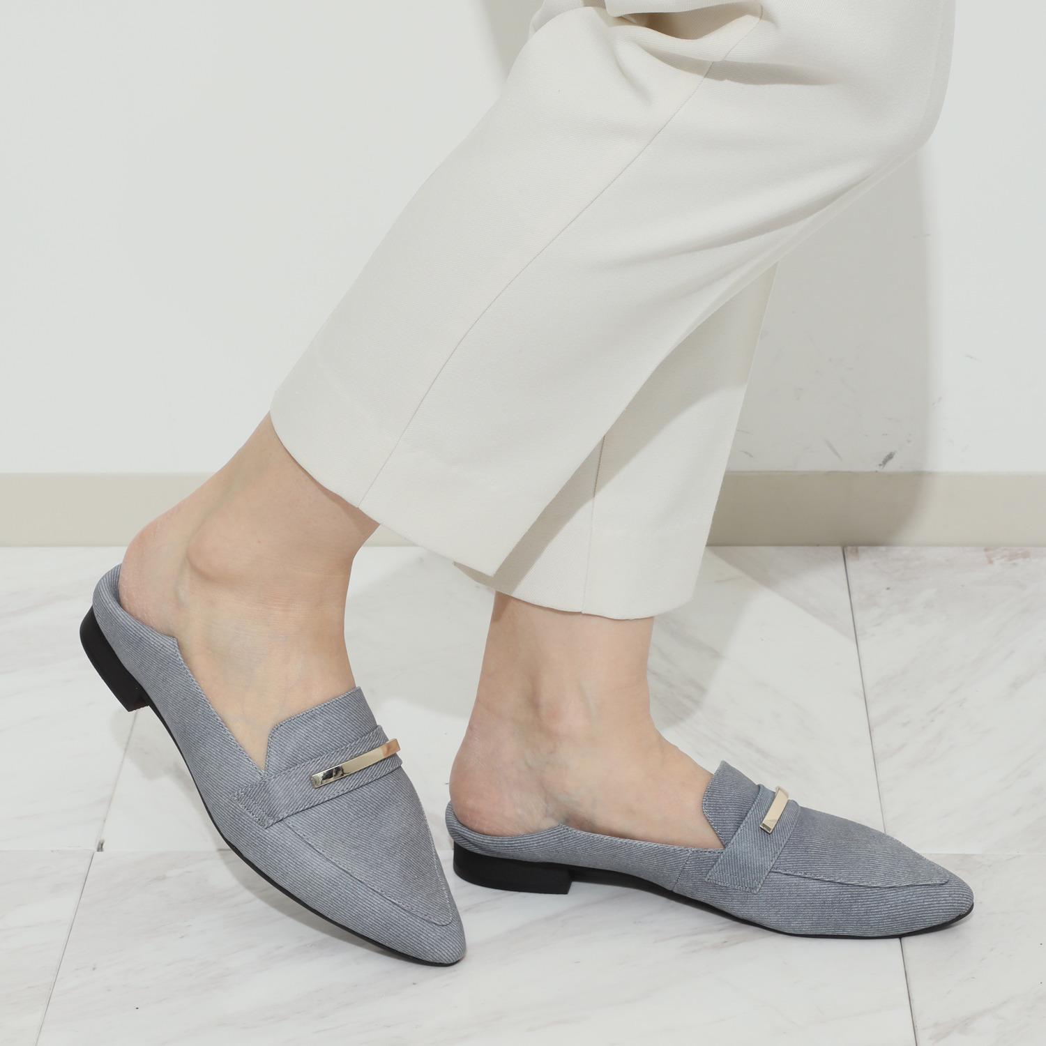 卑弥呼 メタルバー ポインテッドトゥ ローファー