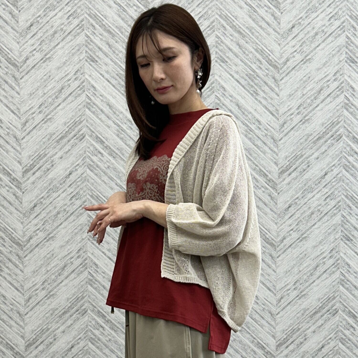 ディアルマ 和紙涼感 日本製 ホールガーメント フーディカーディガン