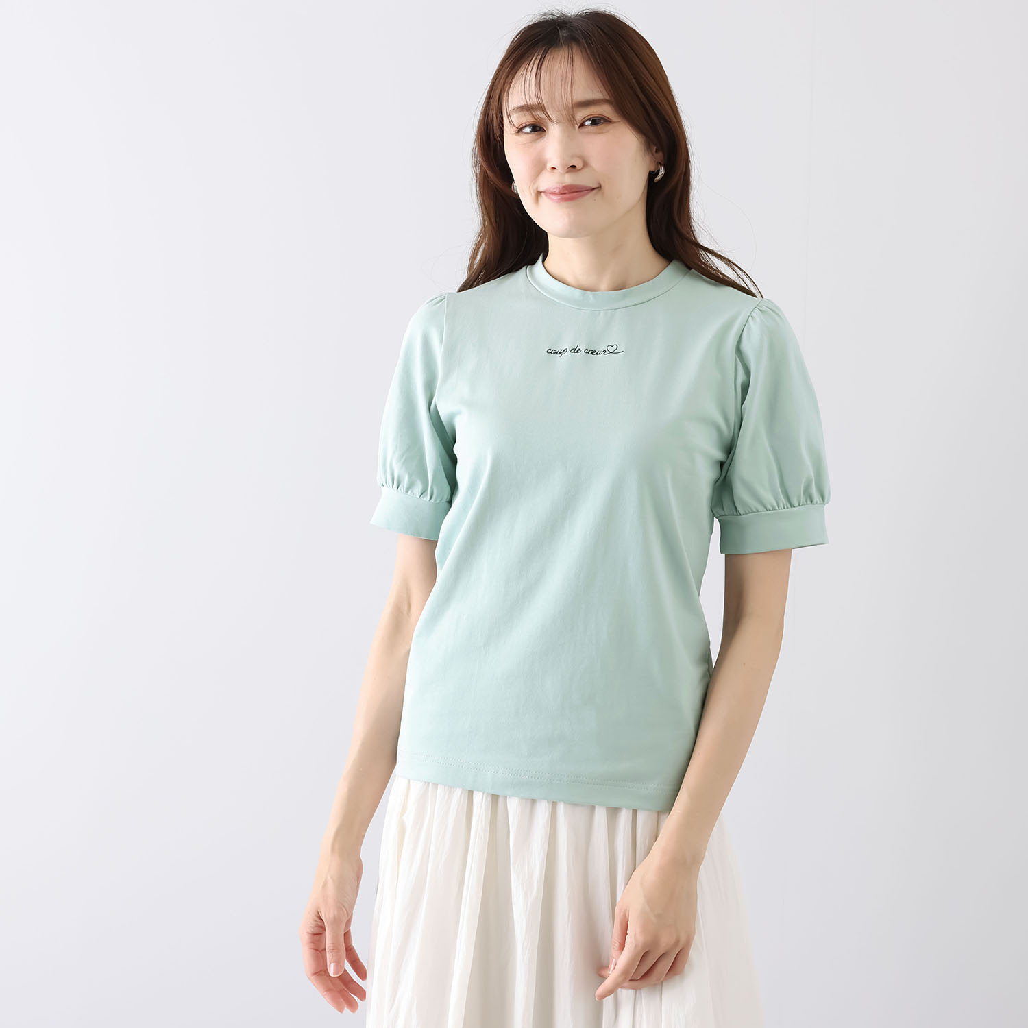 ポンデシャロン ロゴ刺しゅう パフスリーブ Ｔシャツ