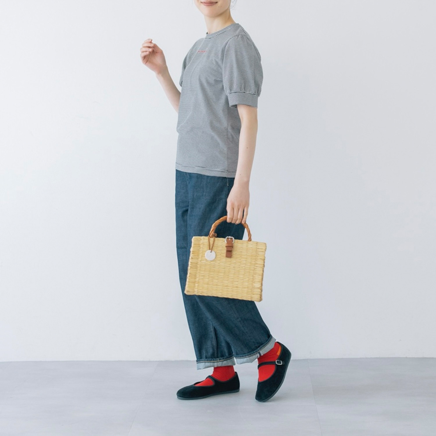 ポンデシャロン ロゴ刺しゅう パフスリーブ Ｔシャツ