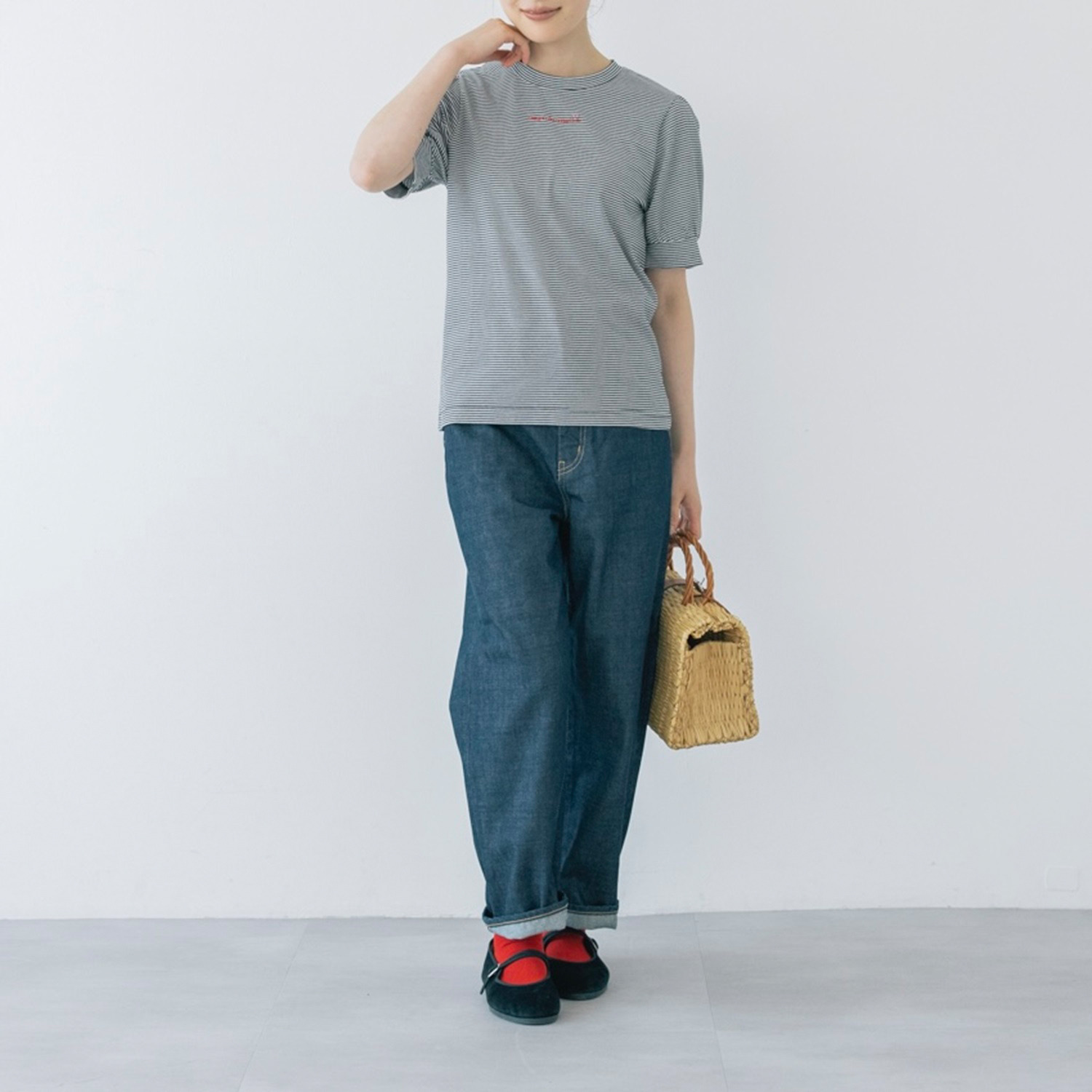 ポンデシャロン ロゴ刺しゅう パフスリーブ Ｔシャツ