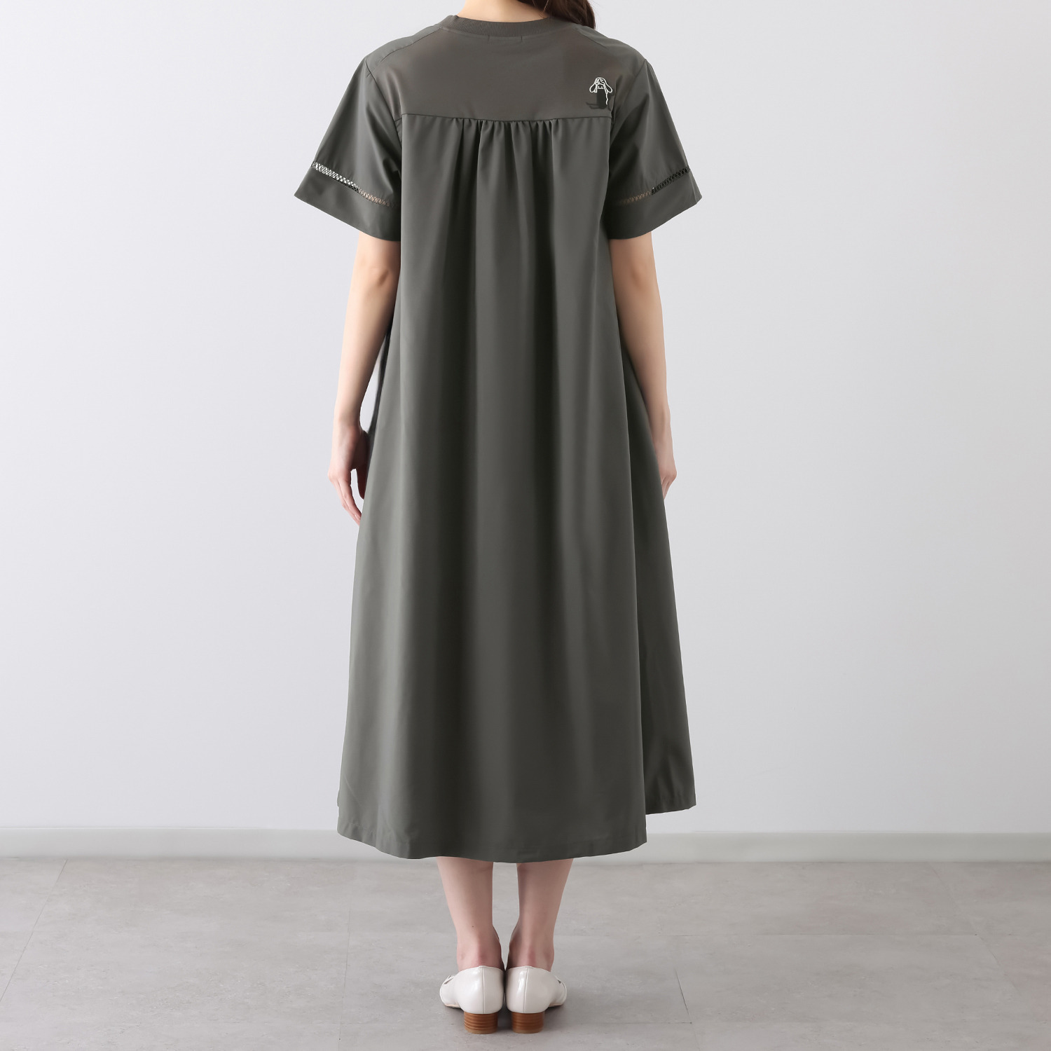 ハッシュパピー ３種類の異素材切替 ワンピース