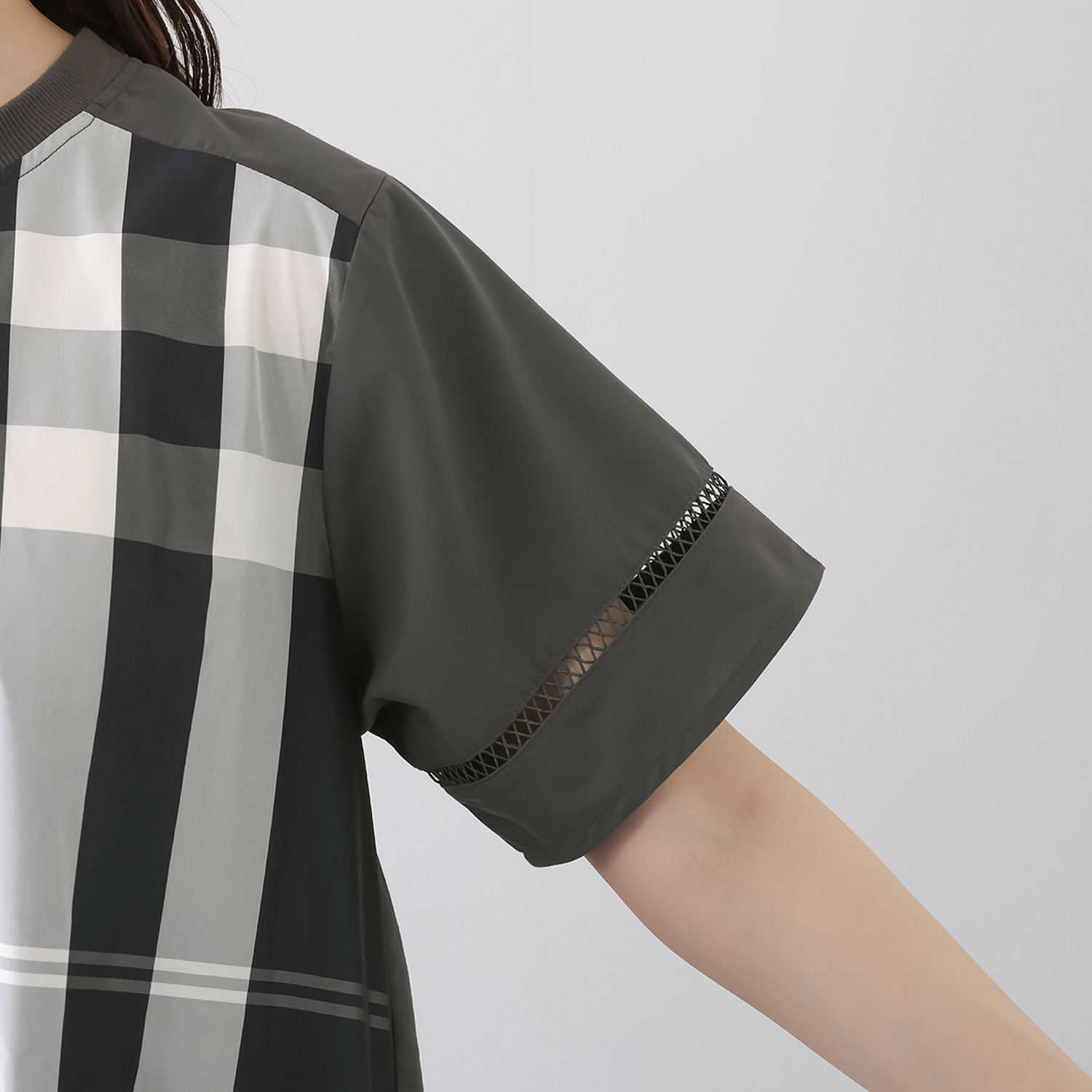 ハッシュパピー ３種類の異素材切替 ワンピース