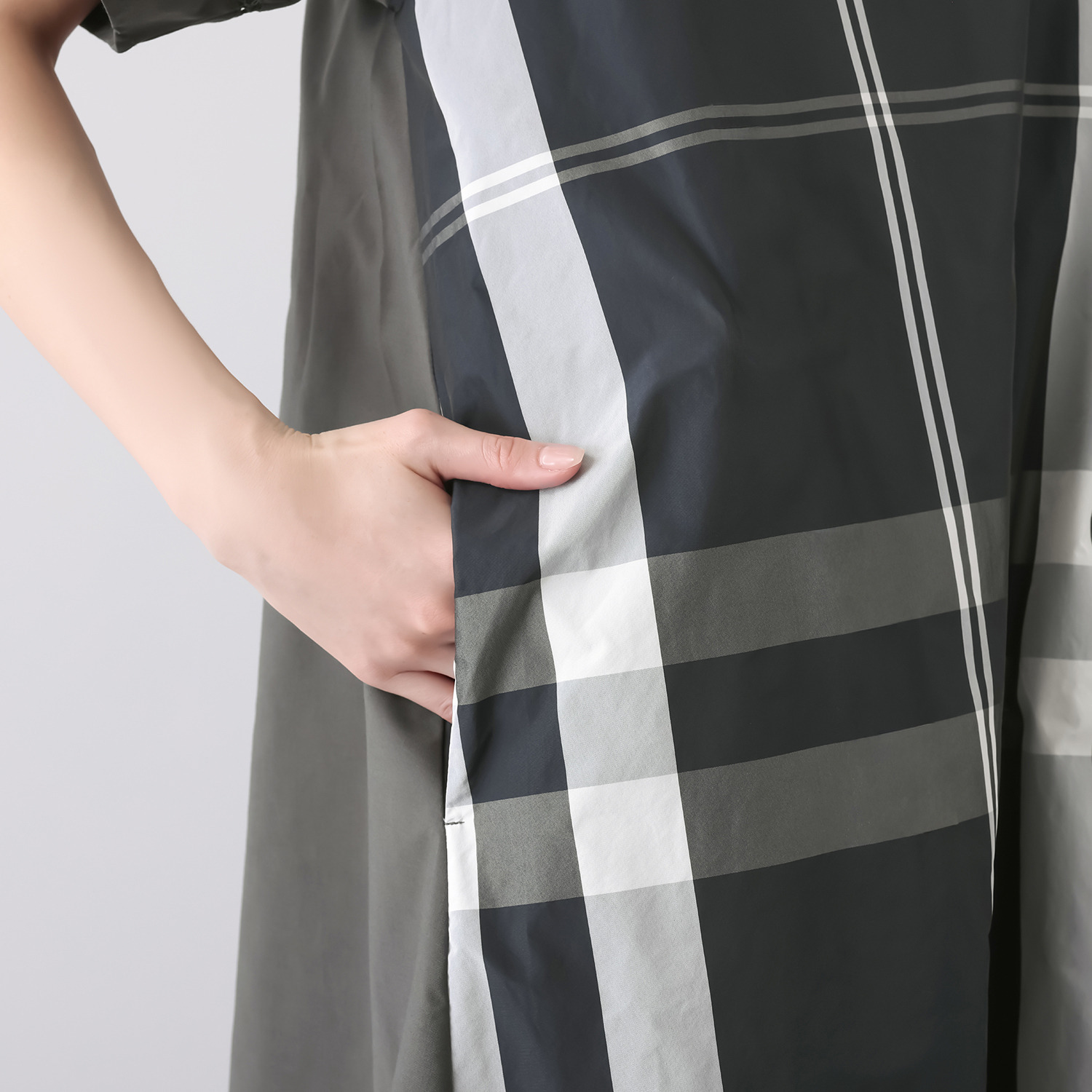 ハッシュパピー ３種類の異素材切替 ワンピース