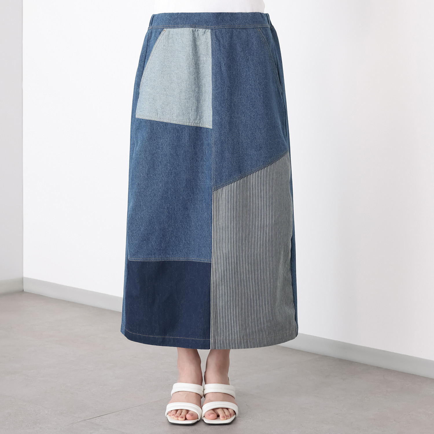 ハッシュパピー デニムパッチワーク スカート