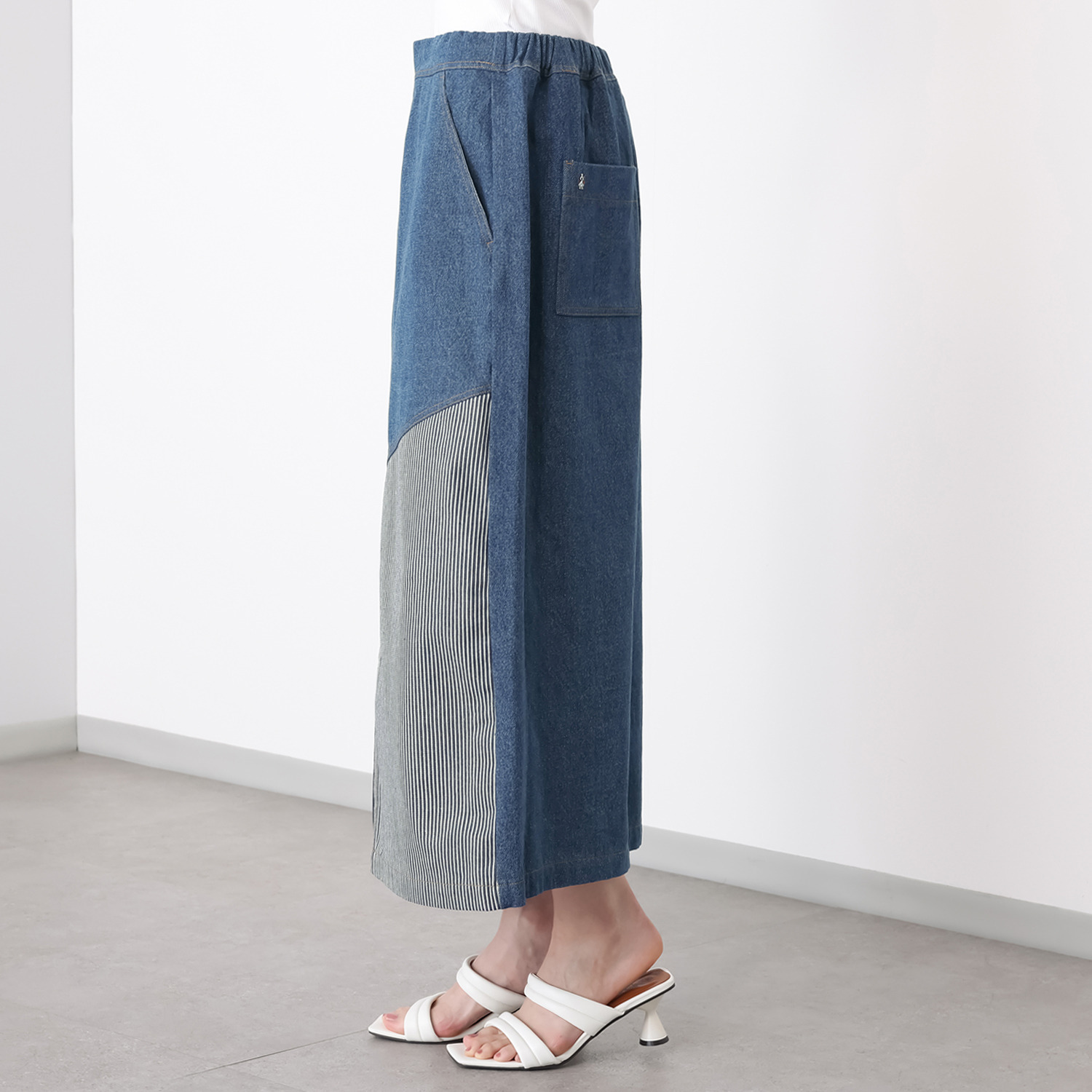 ハッシュパピー デニムパッチワーク スカート