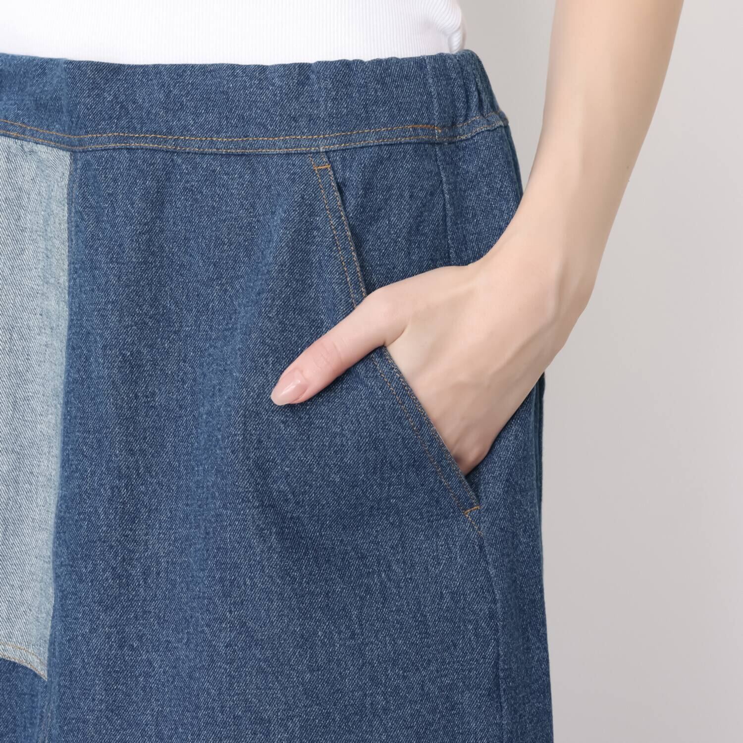 ハッシュパピー デニムパッチワーク スカート