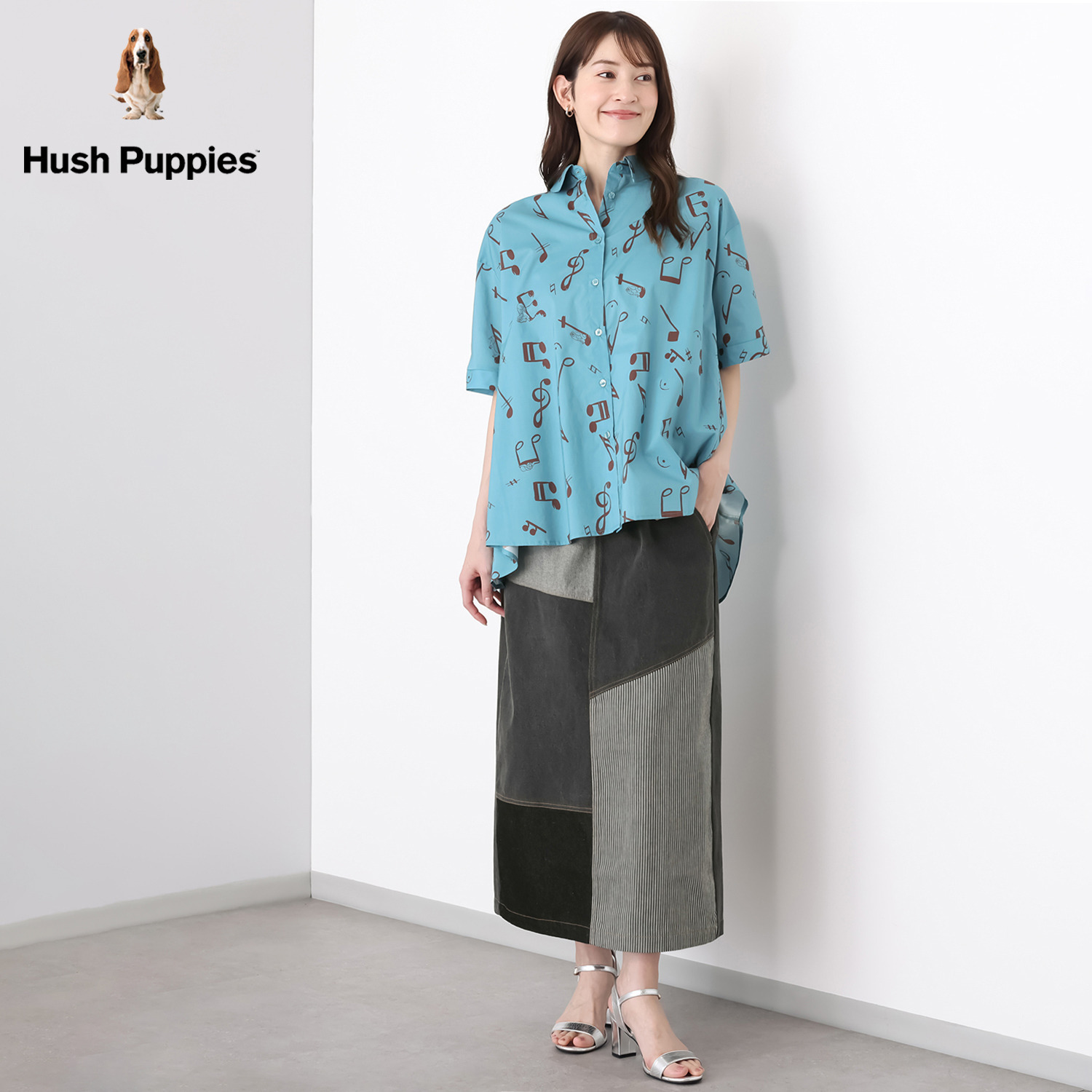 ハッシュパピー デニムパッチワーク スカート