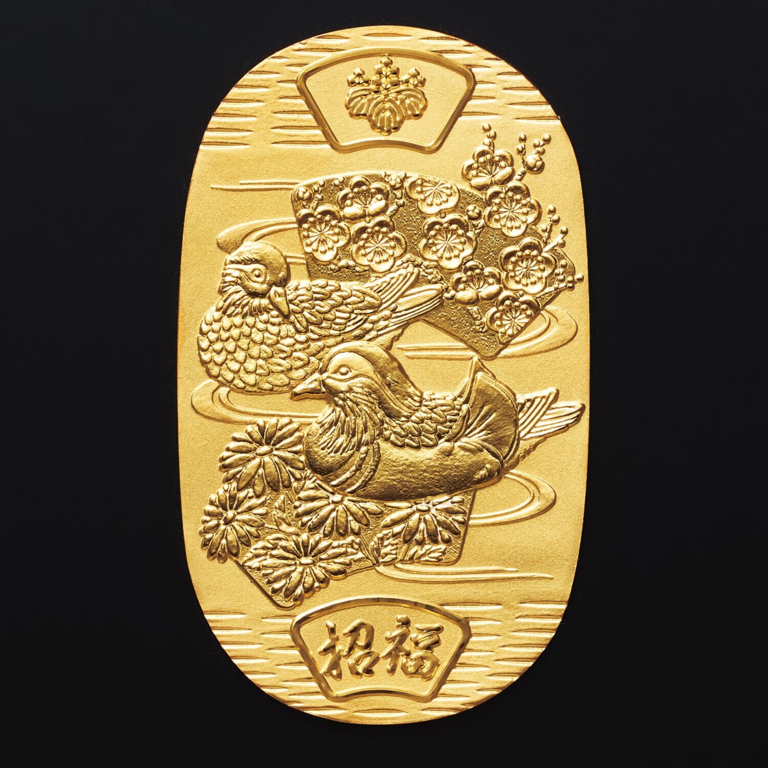 光則 純金製　大判 “おしどりと花” ＜１００ｇ＞