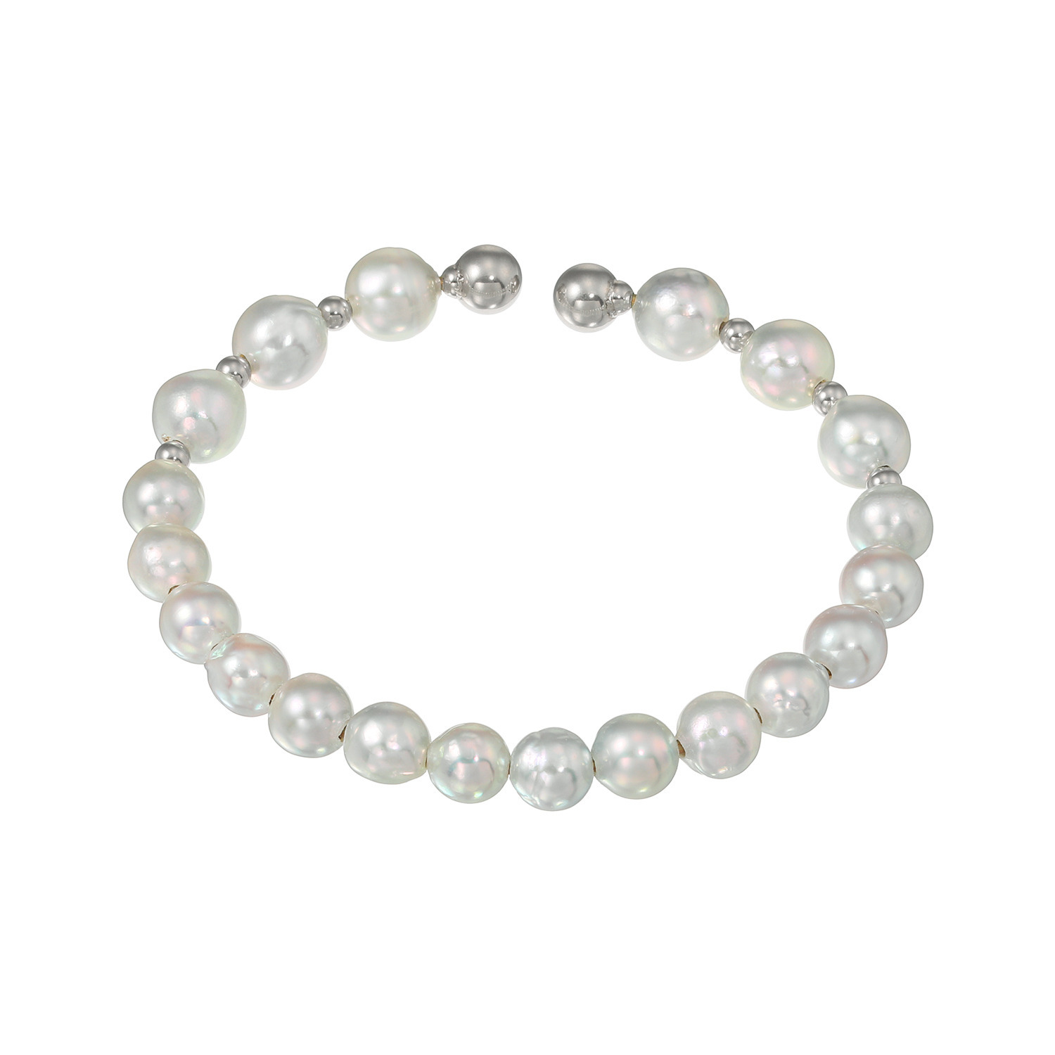 海蛍 プラチナ９００ 長崎県対馬産 無調色ブルーグレー 越物アコヤパール デザインバングル