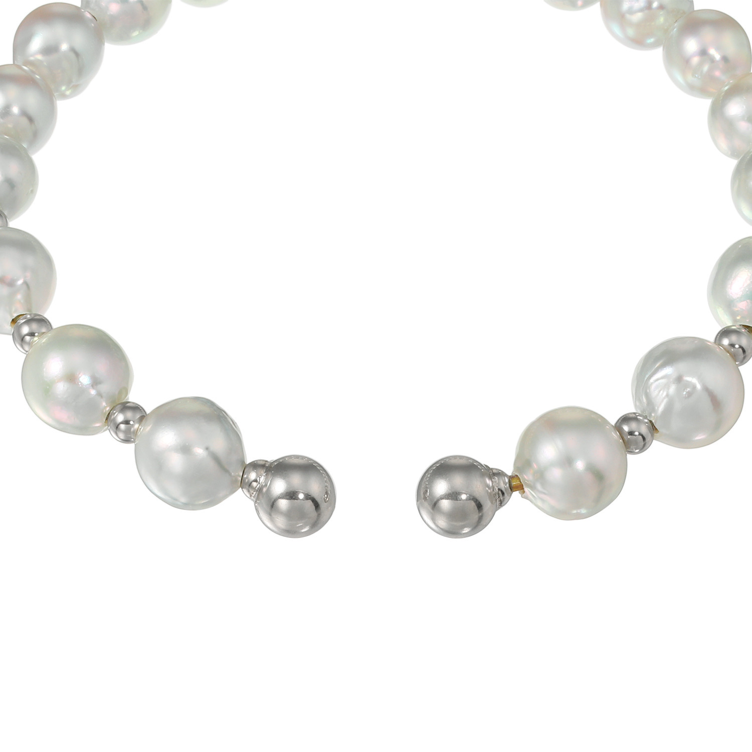 海蛍 プラチナ９００ 長崎県対馬産 無調色ブルーグレー 越物アコヤパール デザインバングル