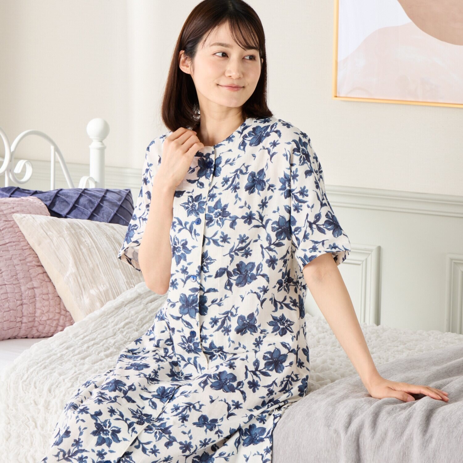 ＷＩＮＤ 高島織ダブルガーゼ 花柄ワンピース