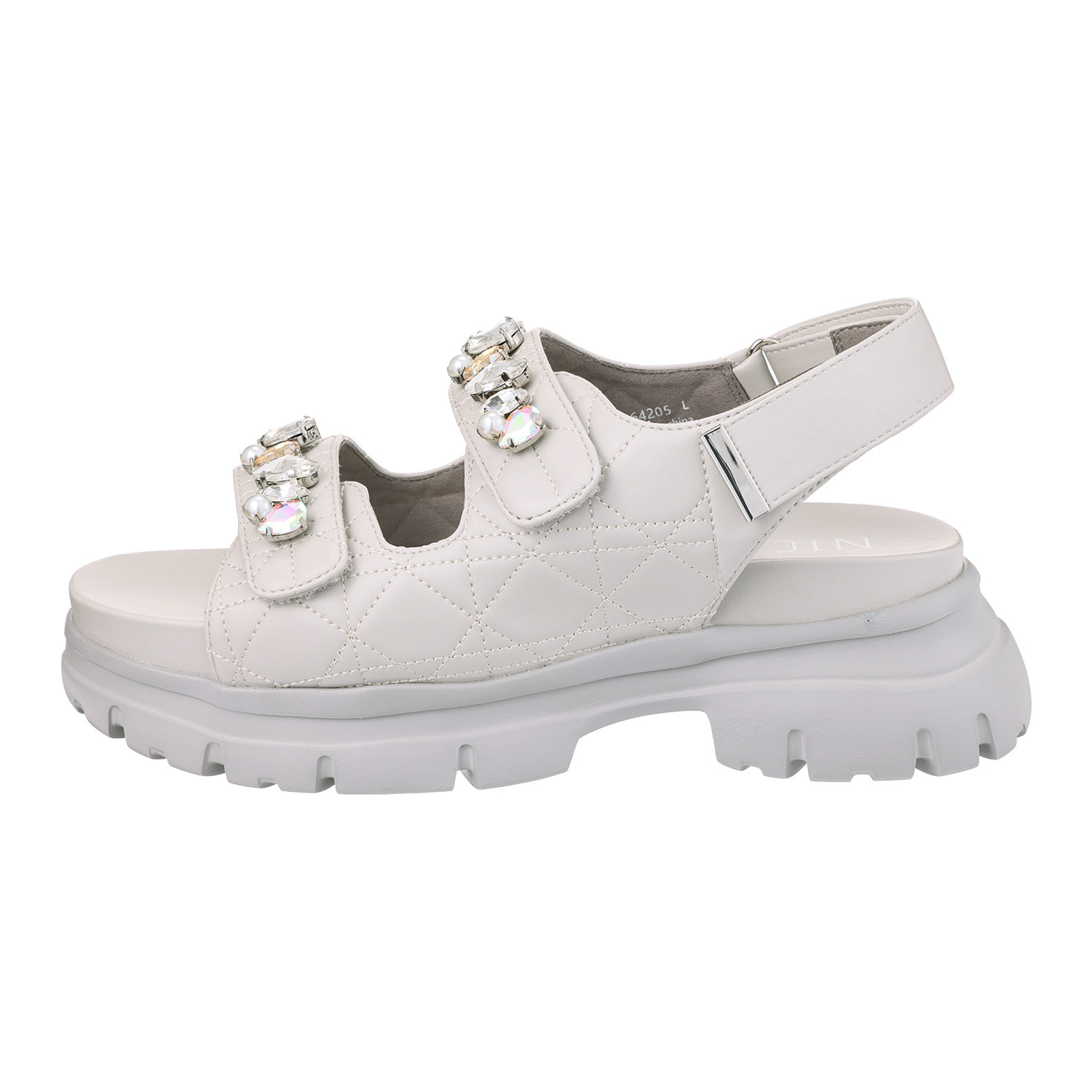 ニカル パールビジュウ キルティング ボリュームサンダル