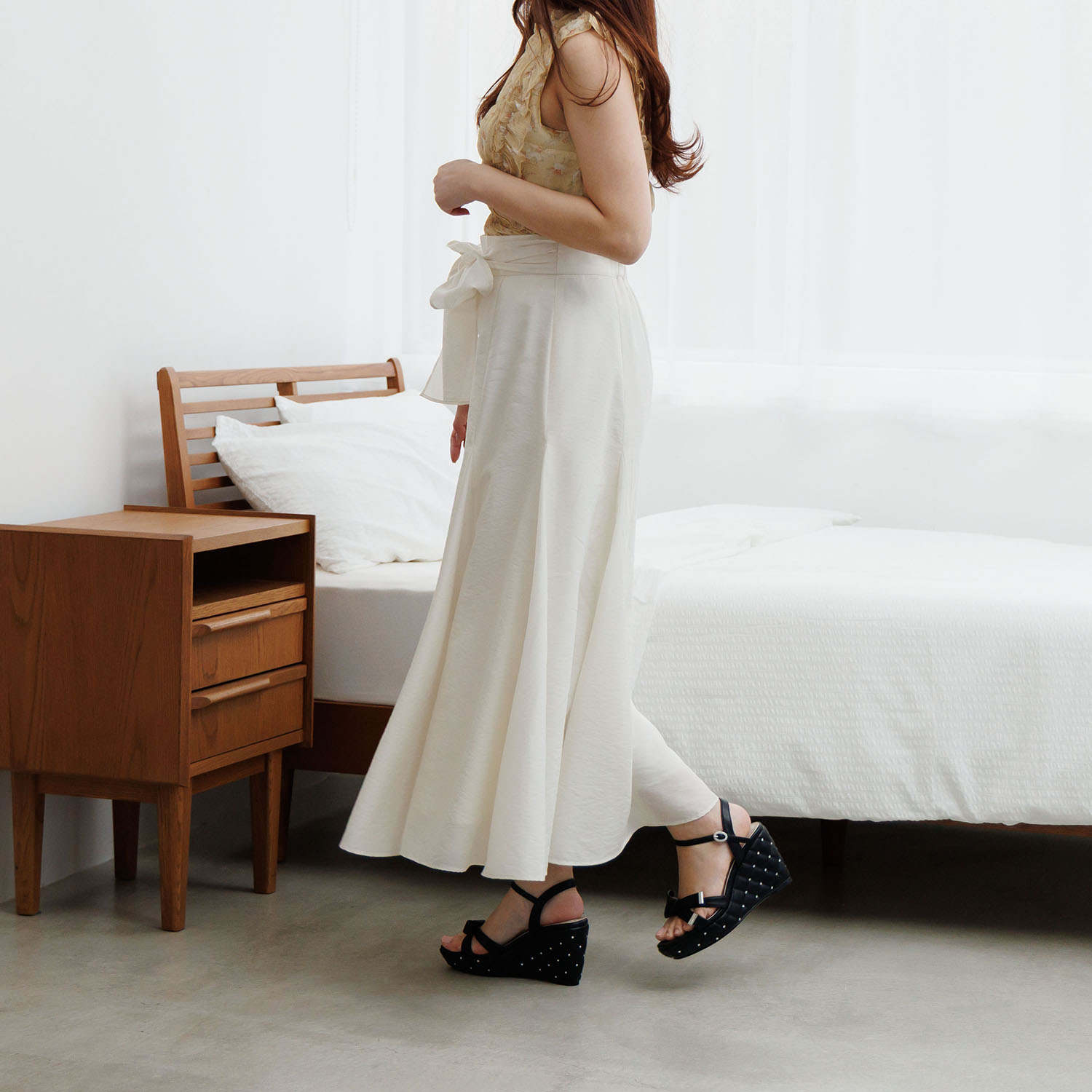 ニカル リボンアクセント キルティングサンダル