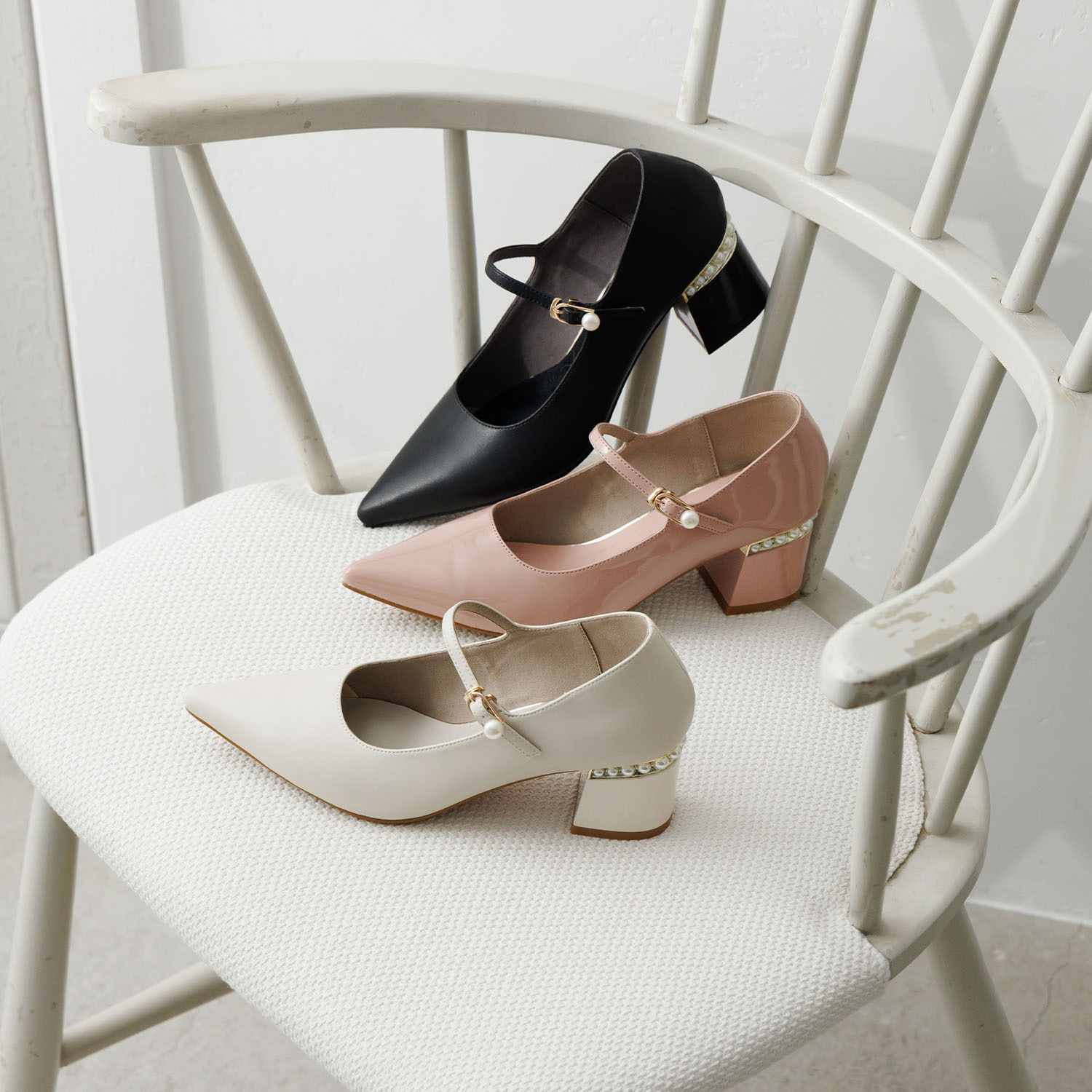 ニカル パールビジュウアクセント メリージェーンパンプス