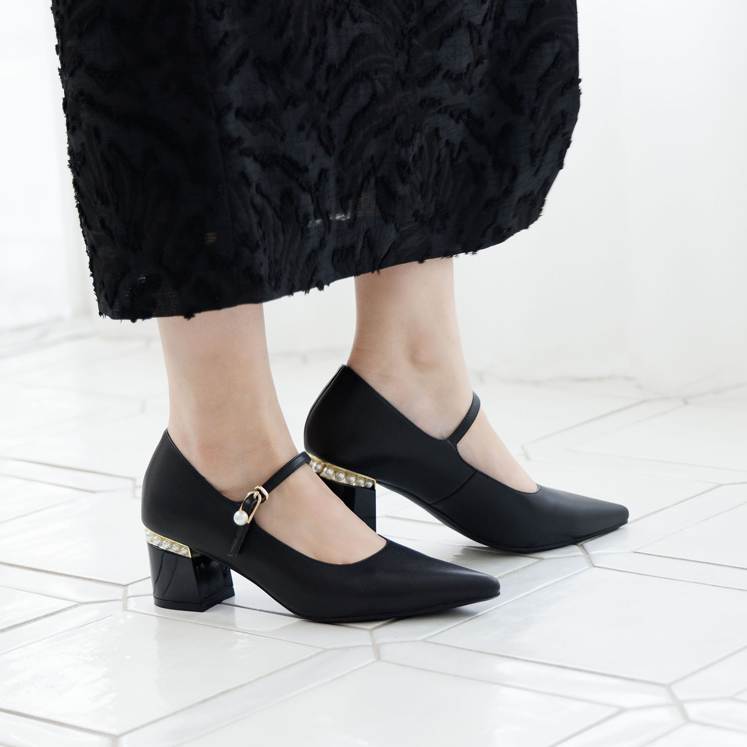 ニカル パールビジュウアクセント メリージェーンパンプス