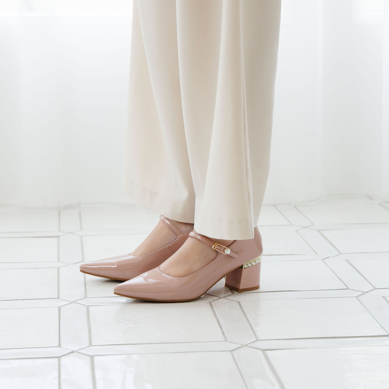 ニカル パールビジュウアクセント メリージェーンパンプス