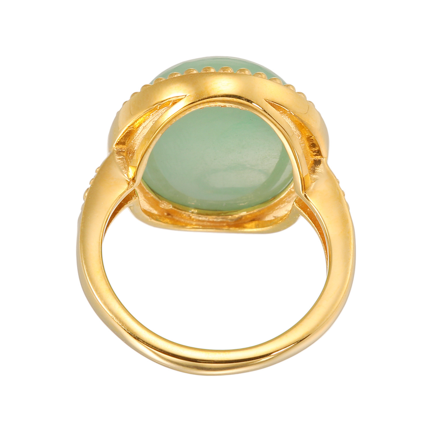 グランシフォレ 翡翠＆モアサナイト オーバルカボション リング