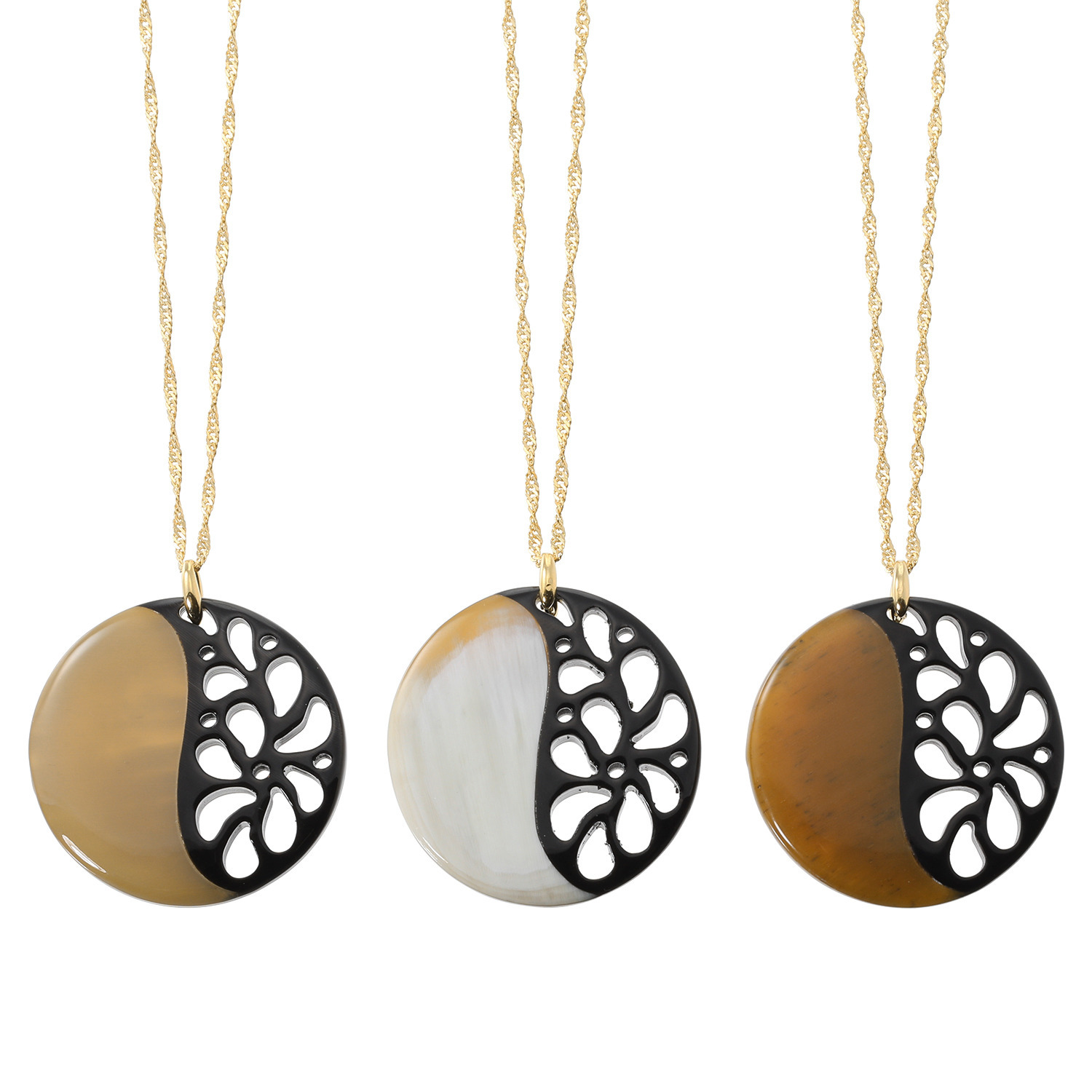 グランシフォレ 水牛 透かし彫り サークルペンダント