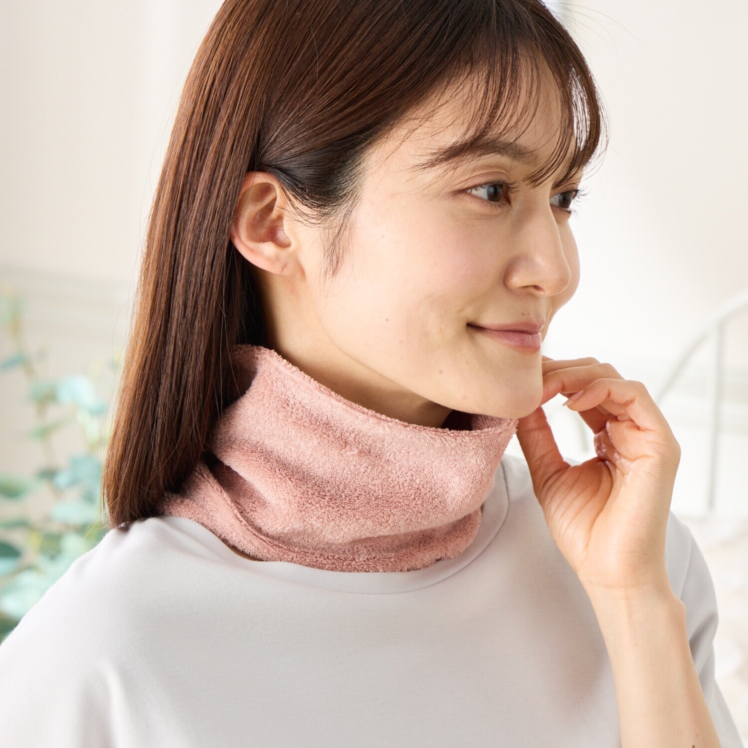 ミーテ コットン＆シルク使用 柔らかなフィット感で 首周りを温める！ やわらかパイル ネックウォーマー